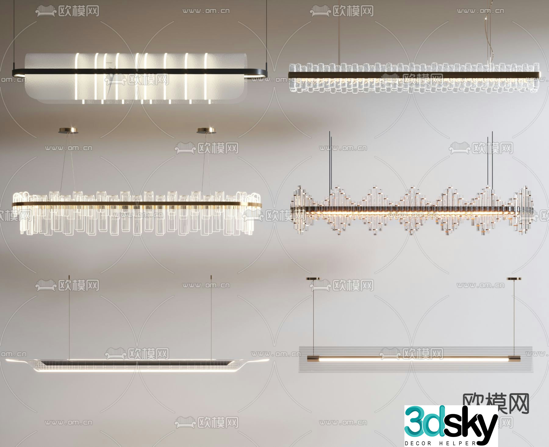 Long chandelier straight chandelier 3d model