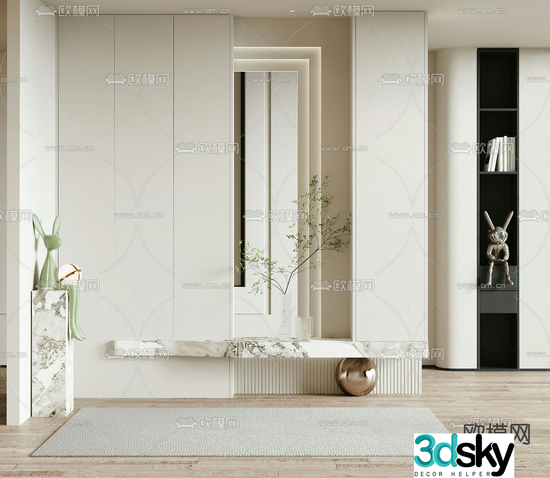 Entrance shoe cabinet partition 3d model