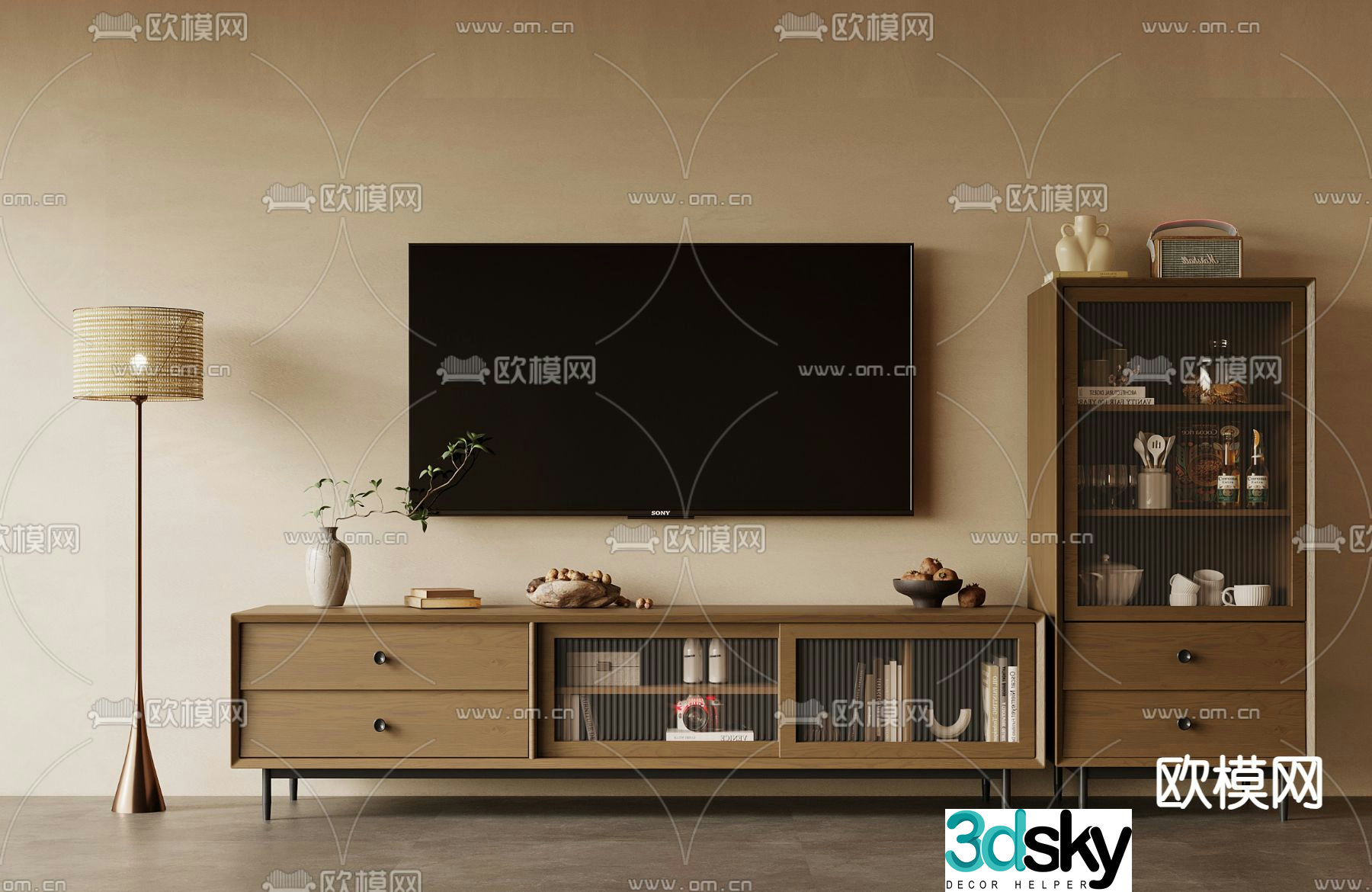 Medieval style TV cabinet 3D model