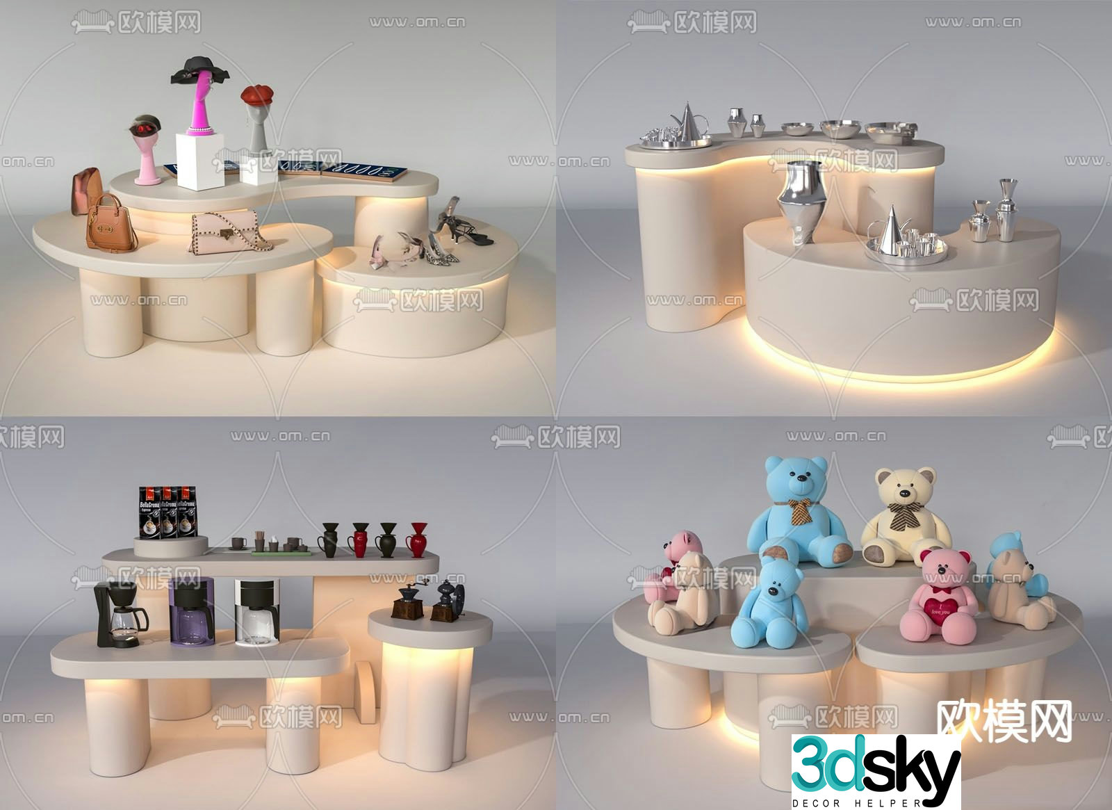 Doll showcase electrical booth bag island stand 3D model