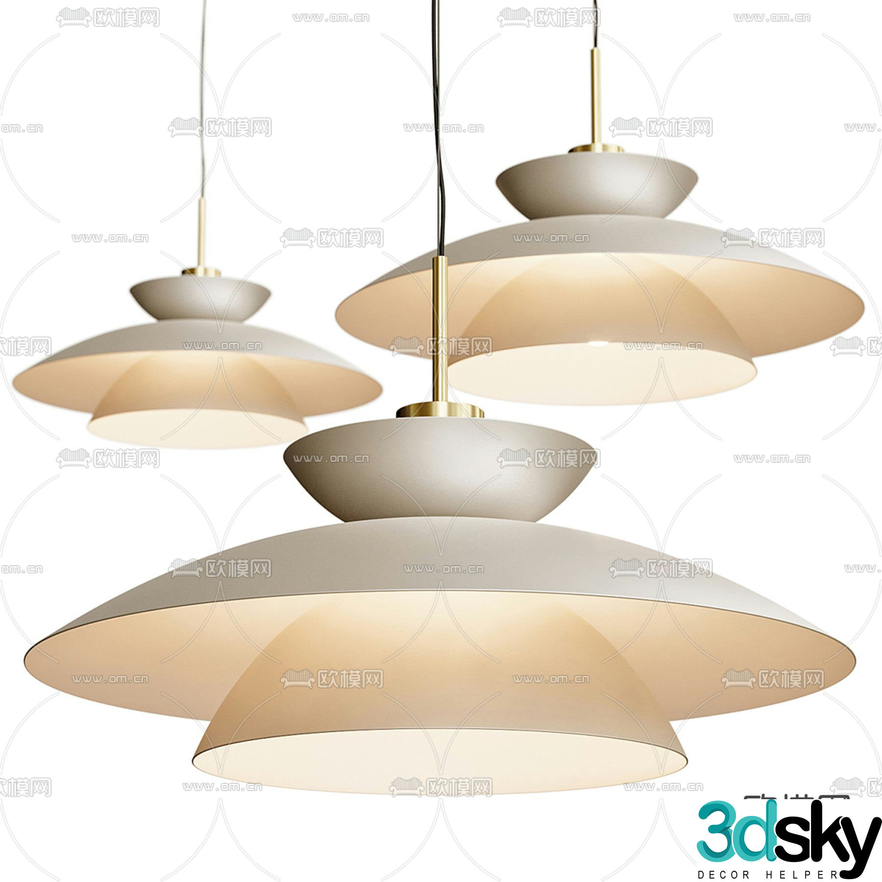 Cream style small chandelier 3d model