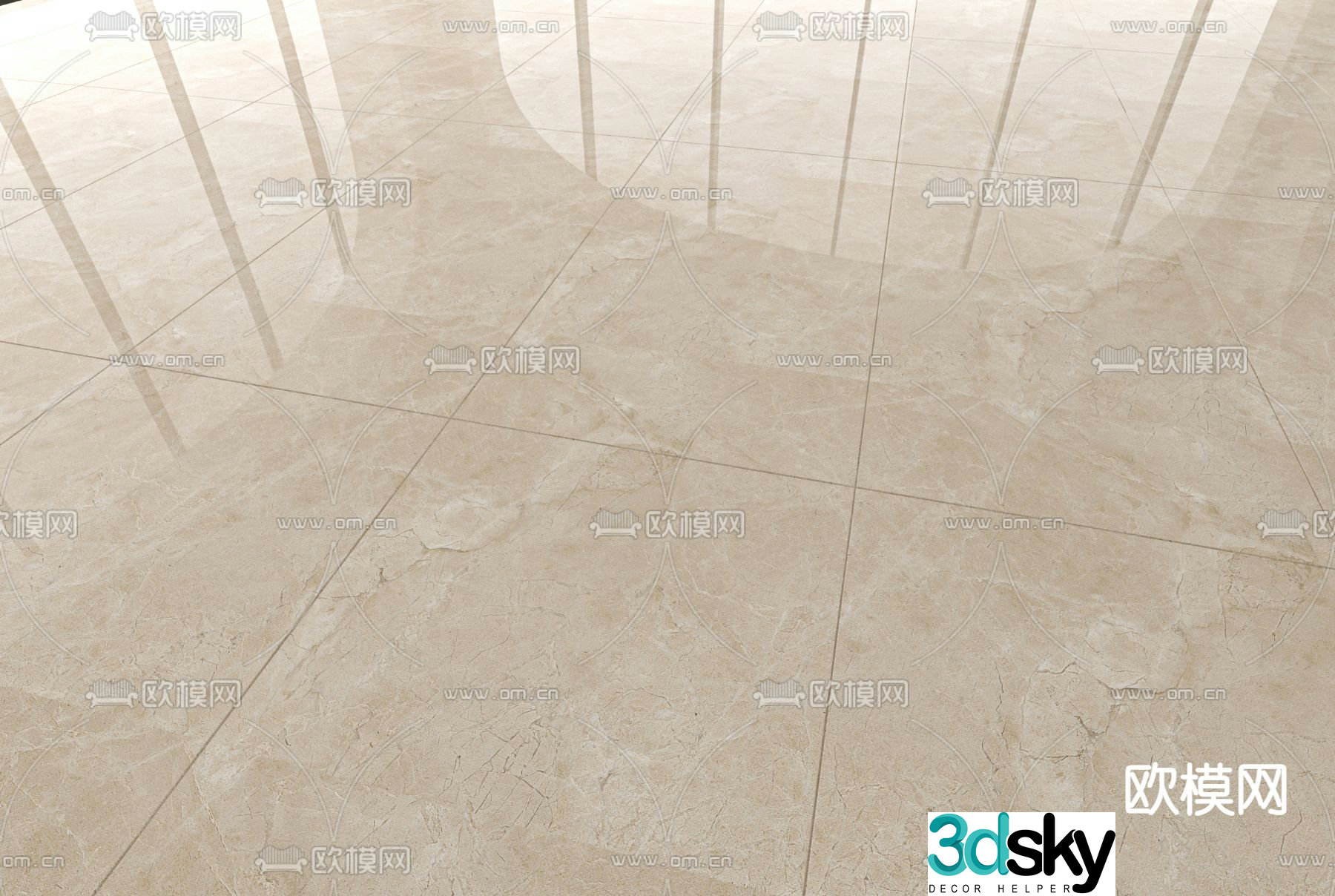 Beige marble rock slab floor tiles polished tiles 3d model