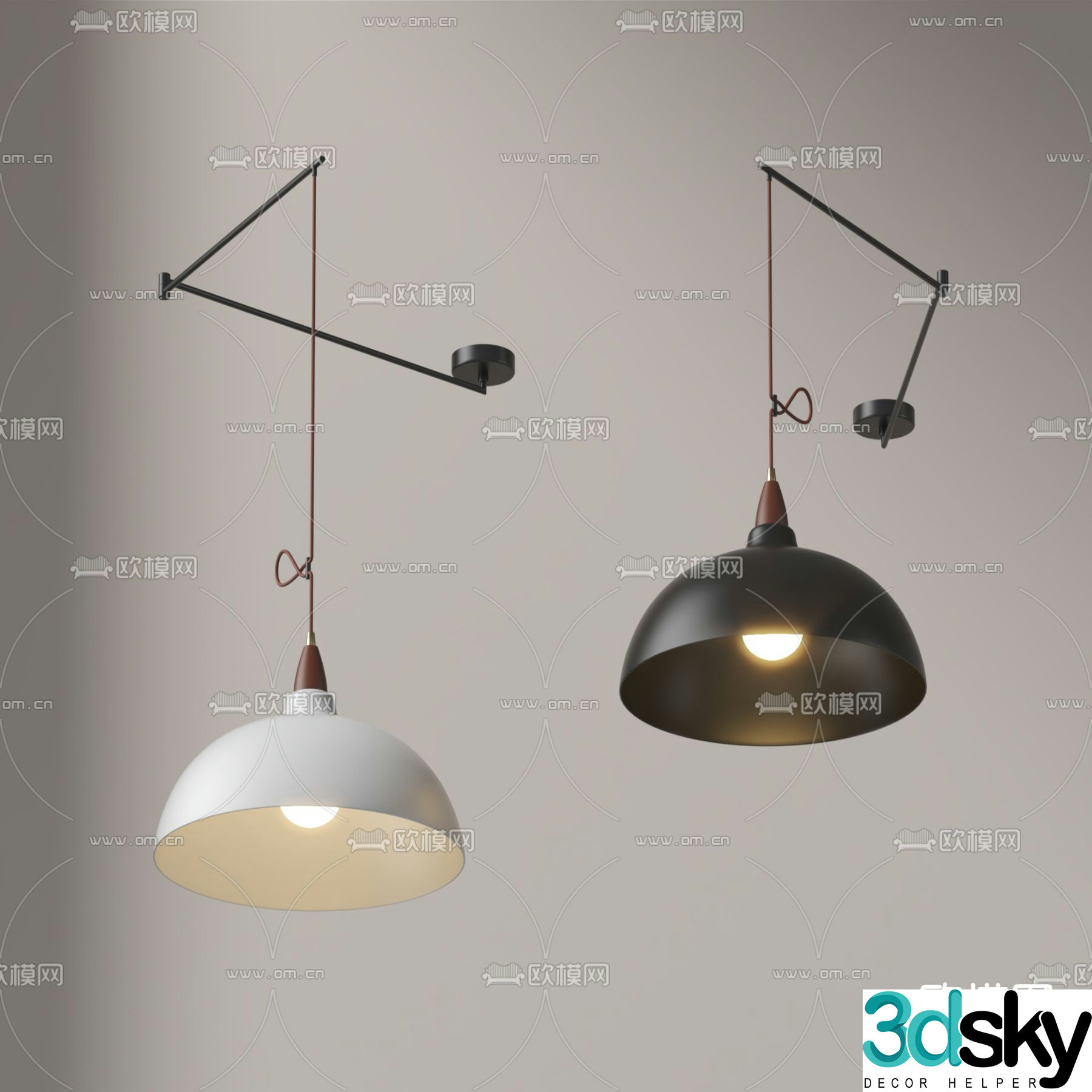 Decorative chandelier telescopic swing arm chandelier 3d model