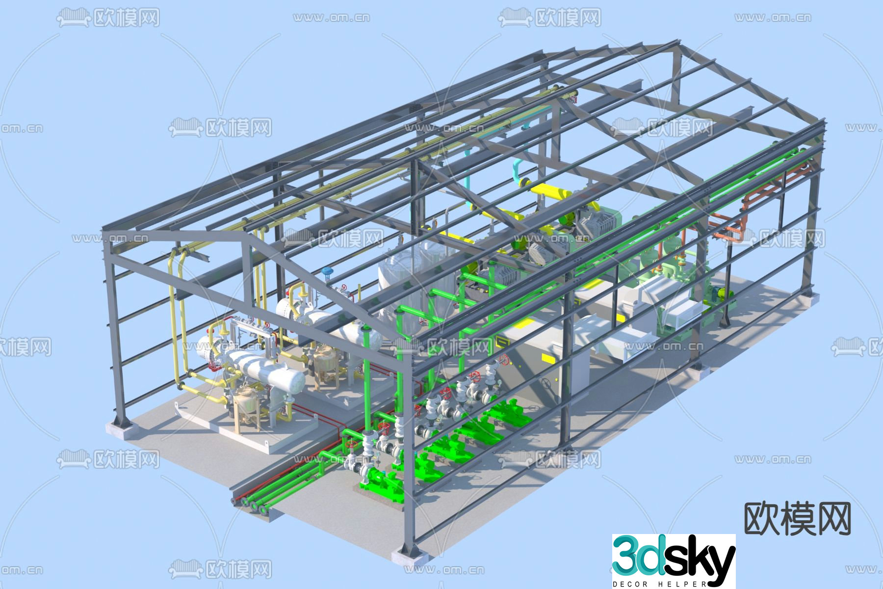 water pump station water pump room 3d model