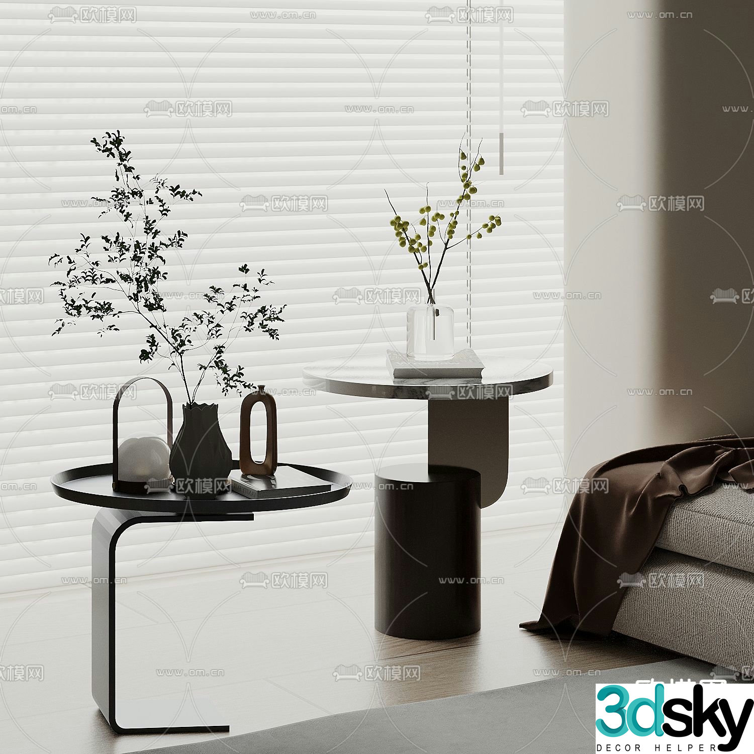 Modern corner table round table side table table table 3D model