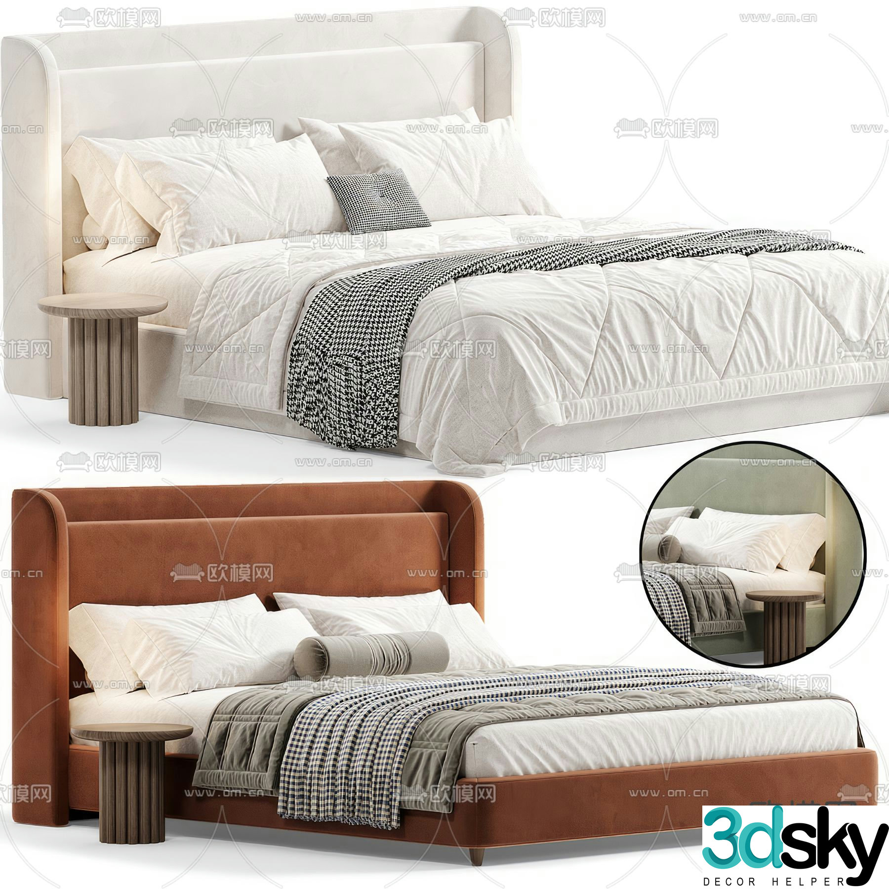 Modern double bed 3d model