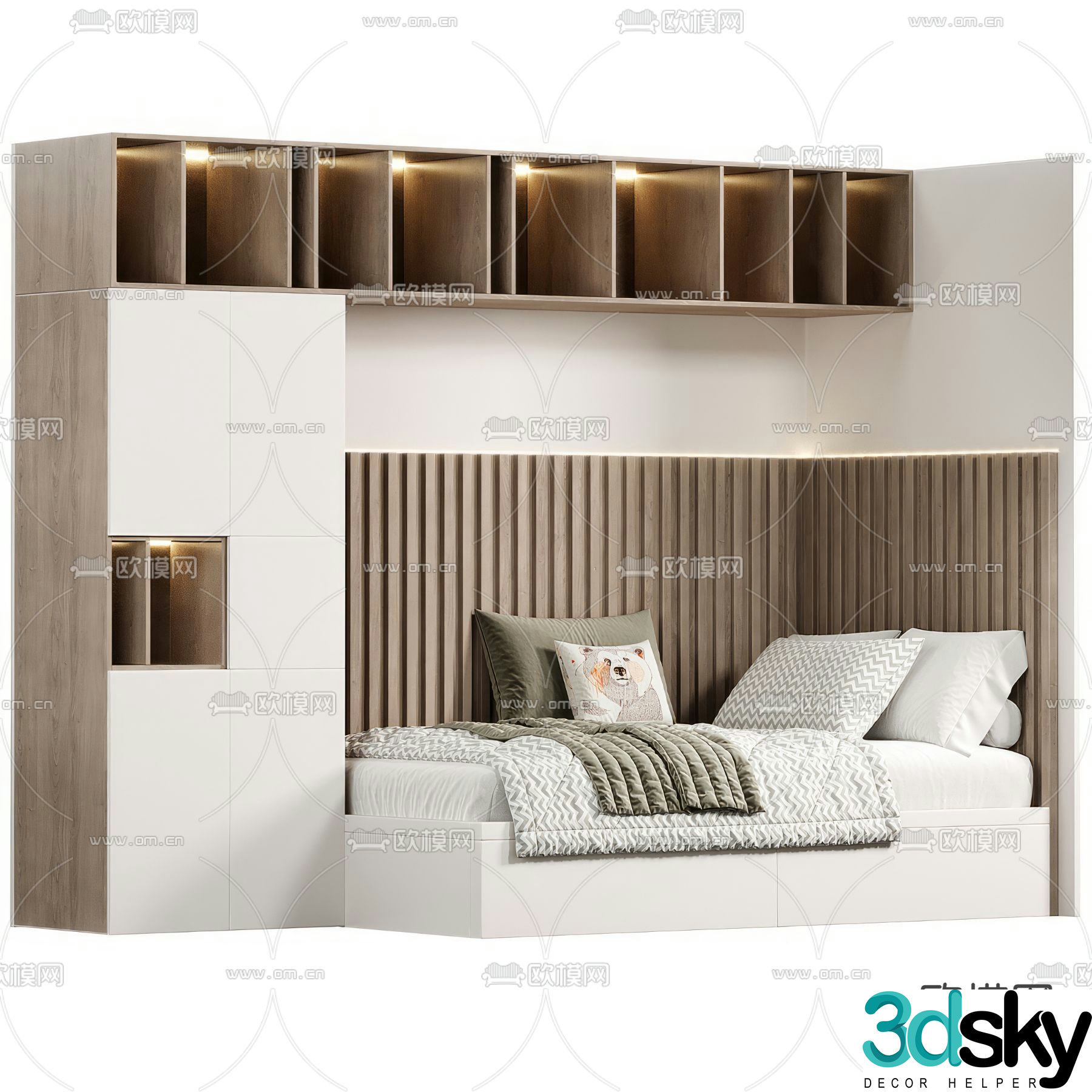 Modern children’s bed single bed 3d model