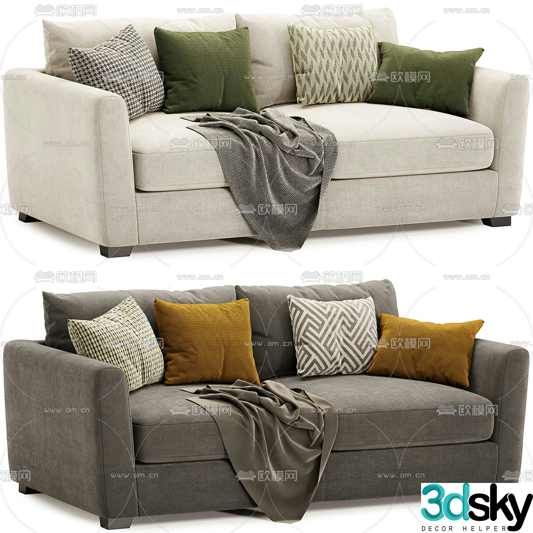 Double sofa upholstered sofa 3d model