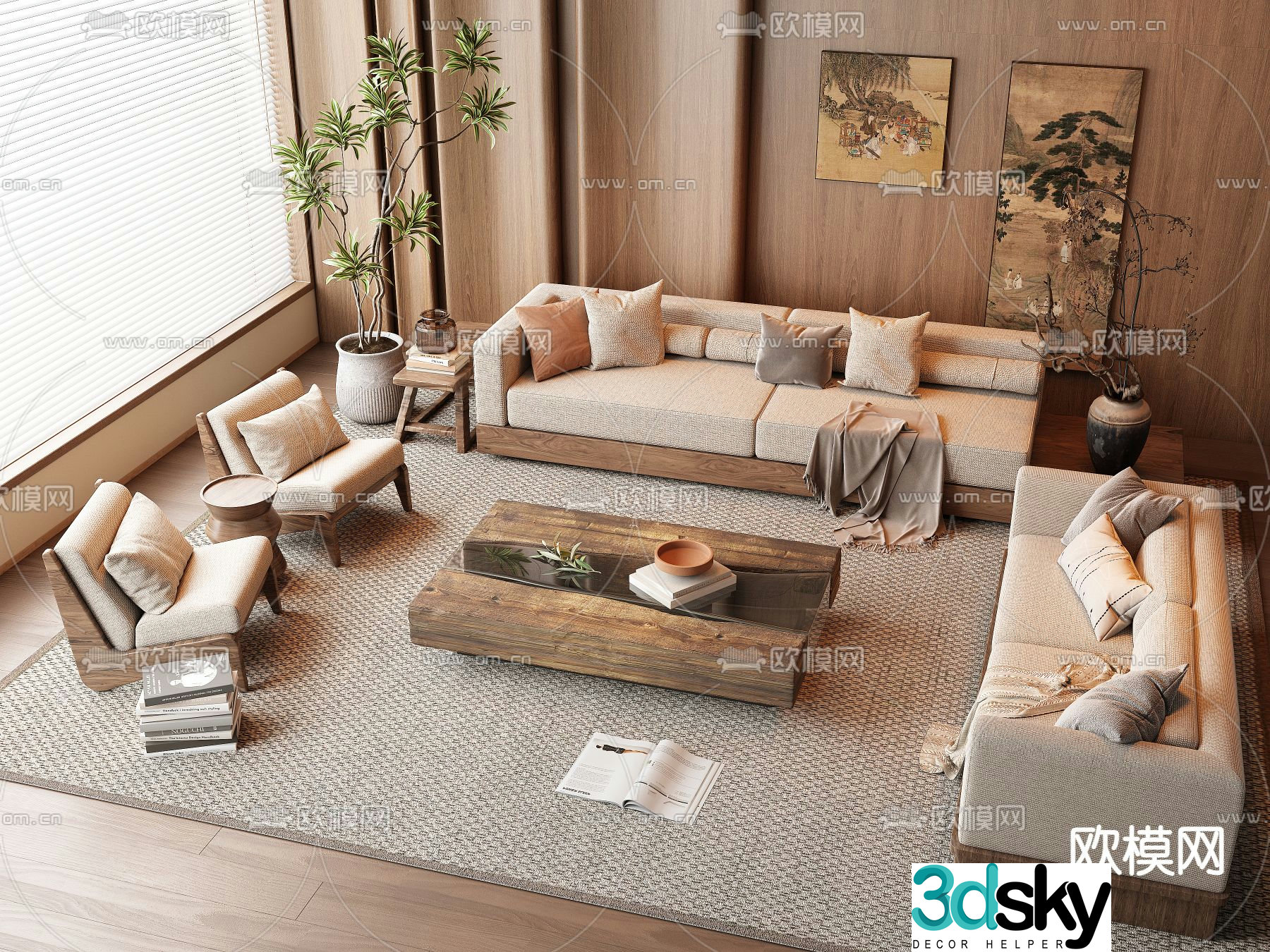 Medieval style sofa modular sofa 3d model