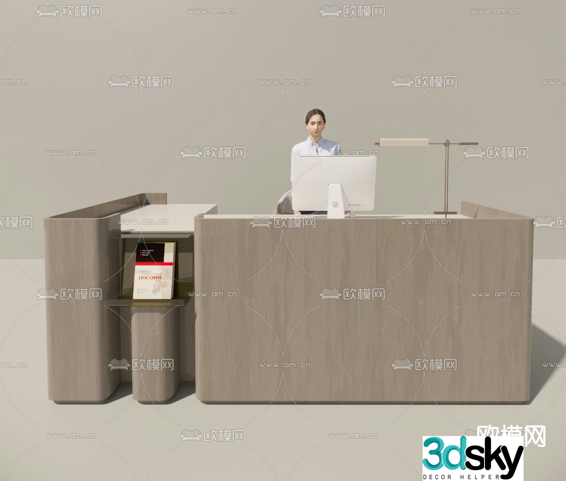 Modern front desk cashier reception desk 3d model