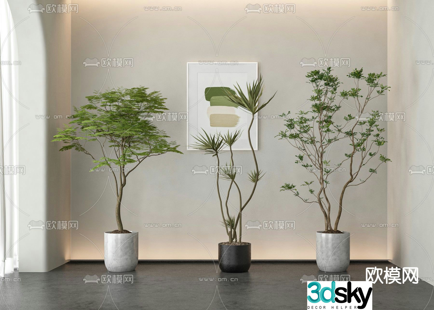 Green plant potted bonsai 3d model