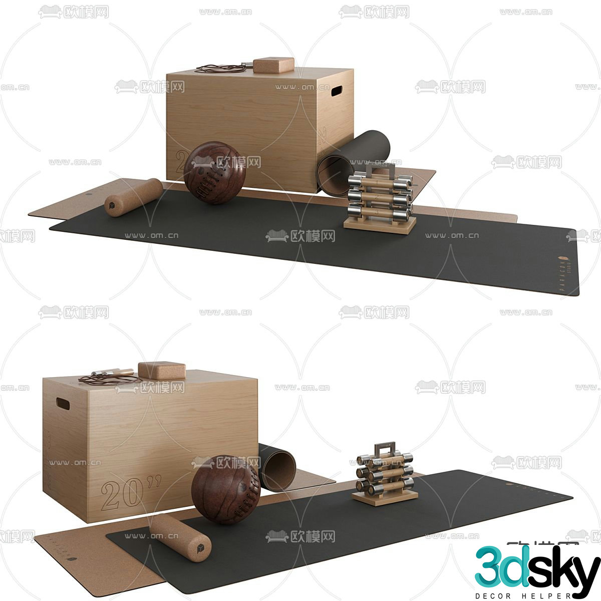 Yoga mat fitness equipment 3d model