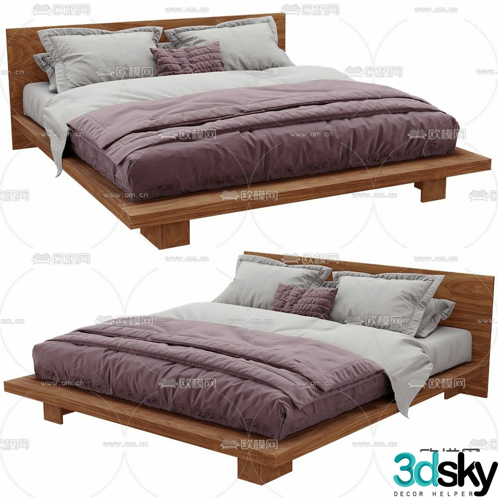 Modern double bed 3d model