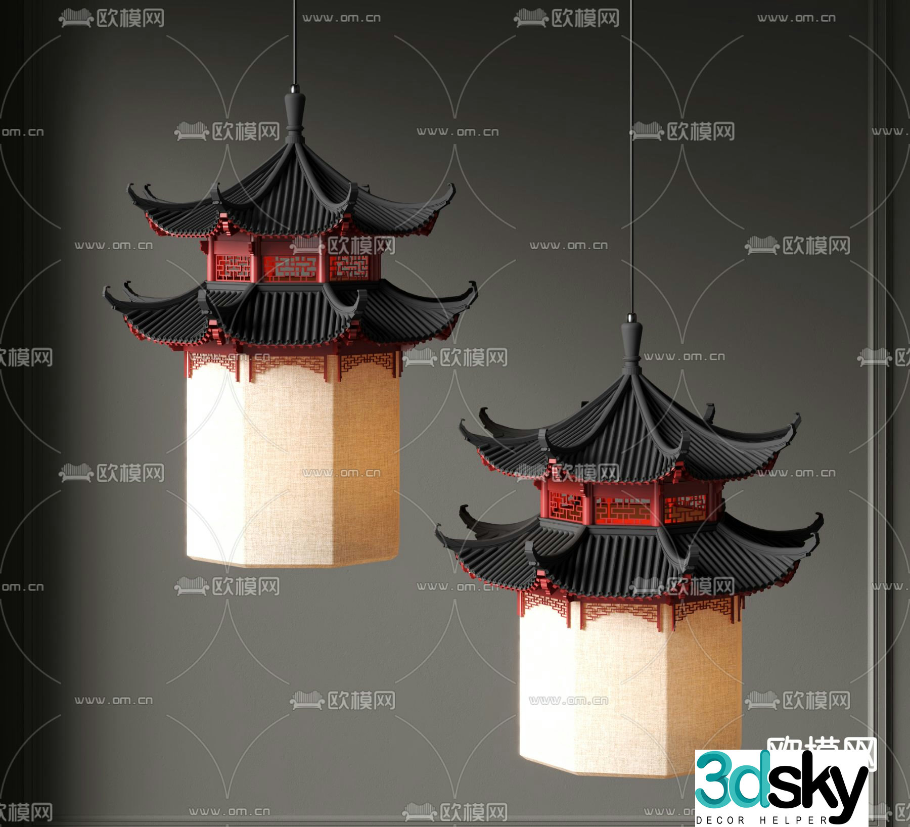New Chinese style chandelier tower chandelier 3d model