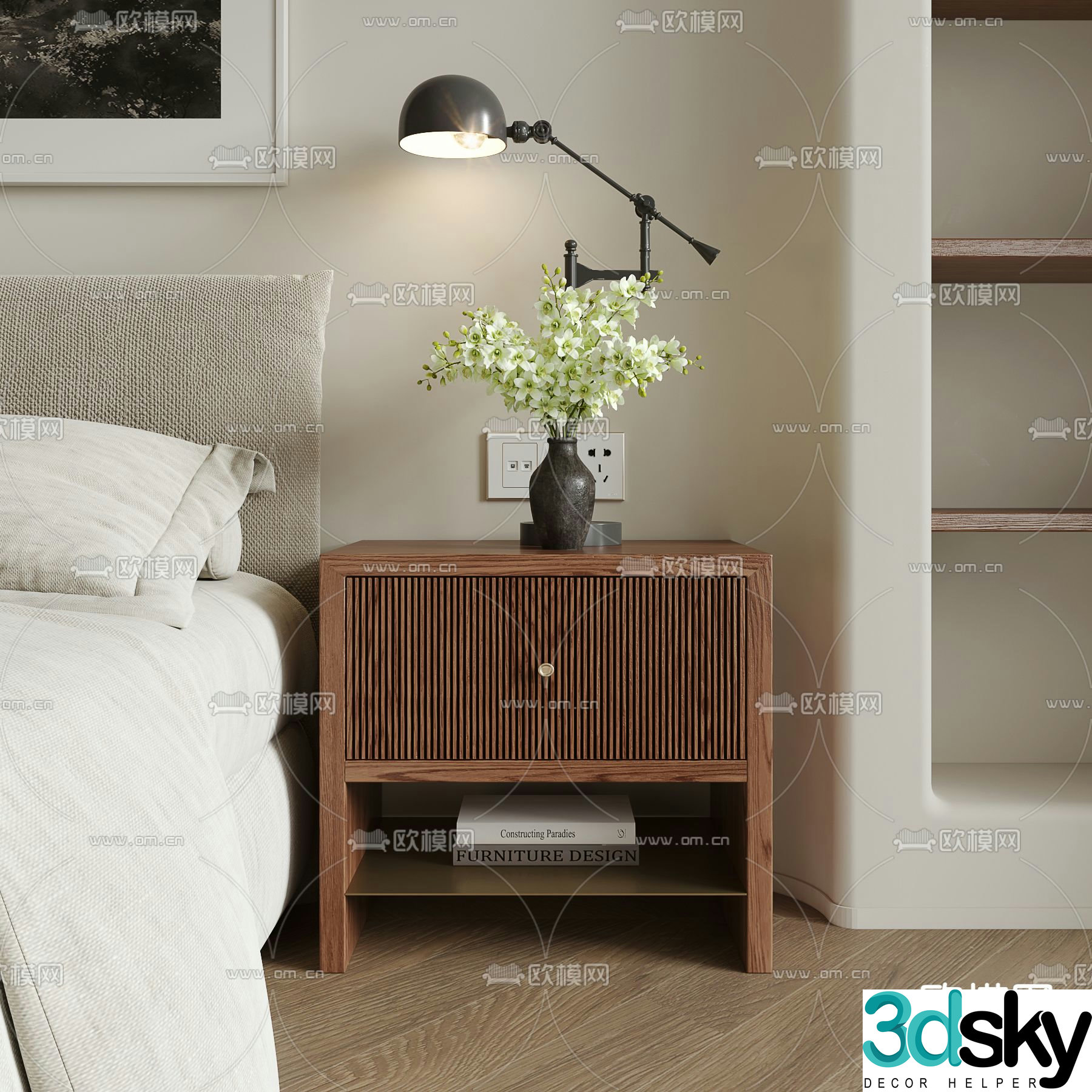 wabi-sabi bedside table 3d model