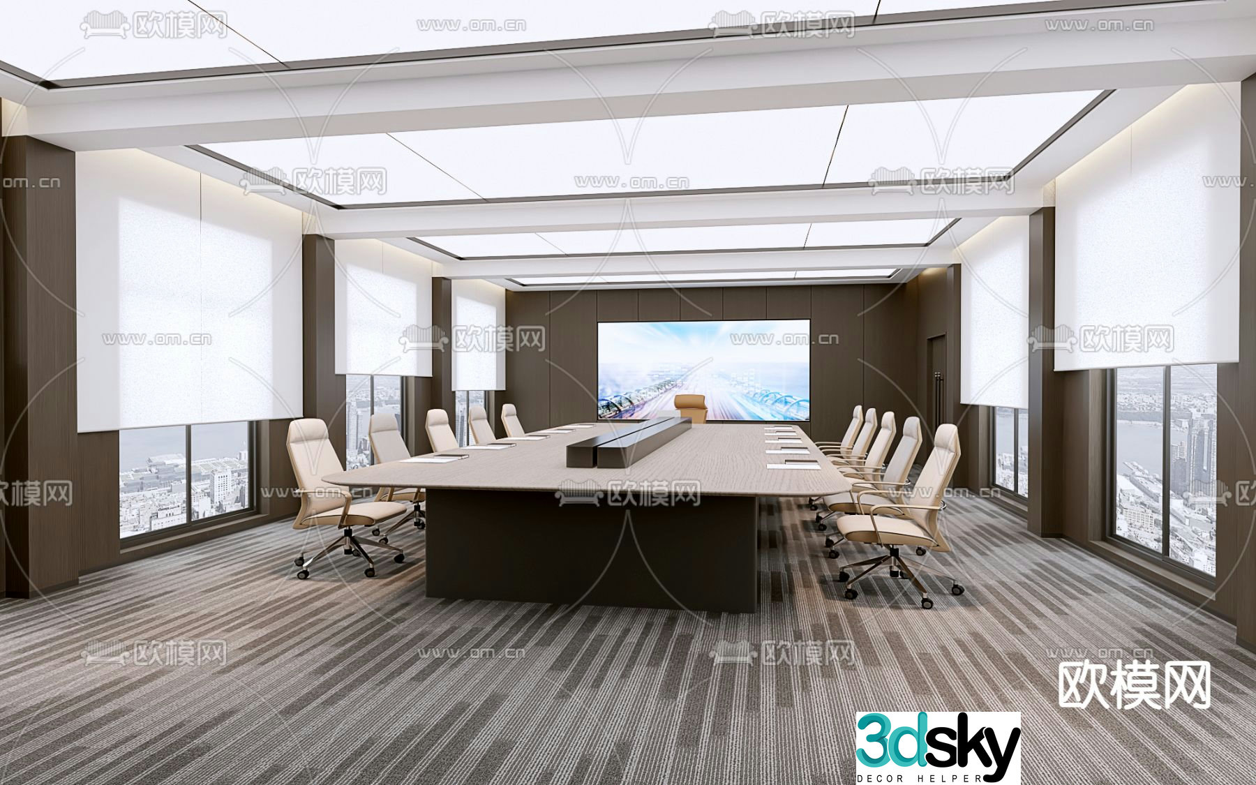 Modern large conference room 3d model