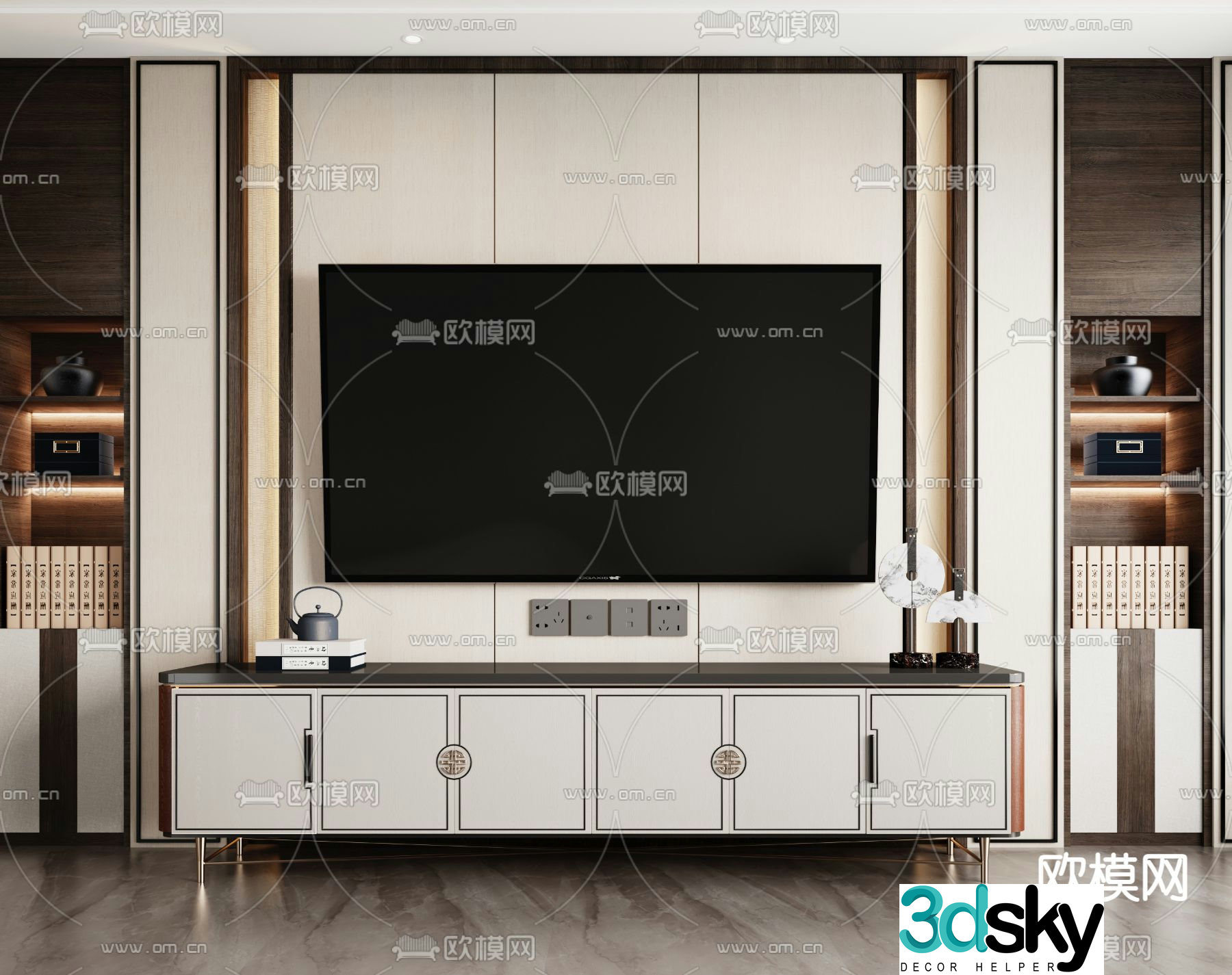 New Chinese style TV cabinet 3d model