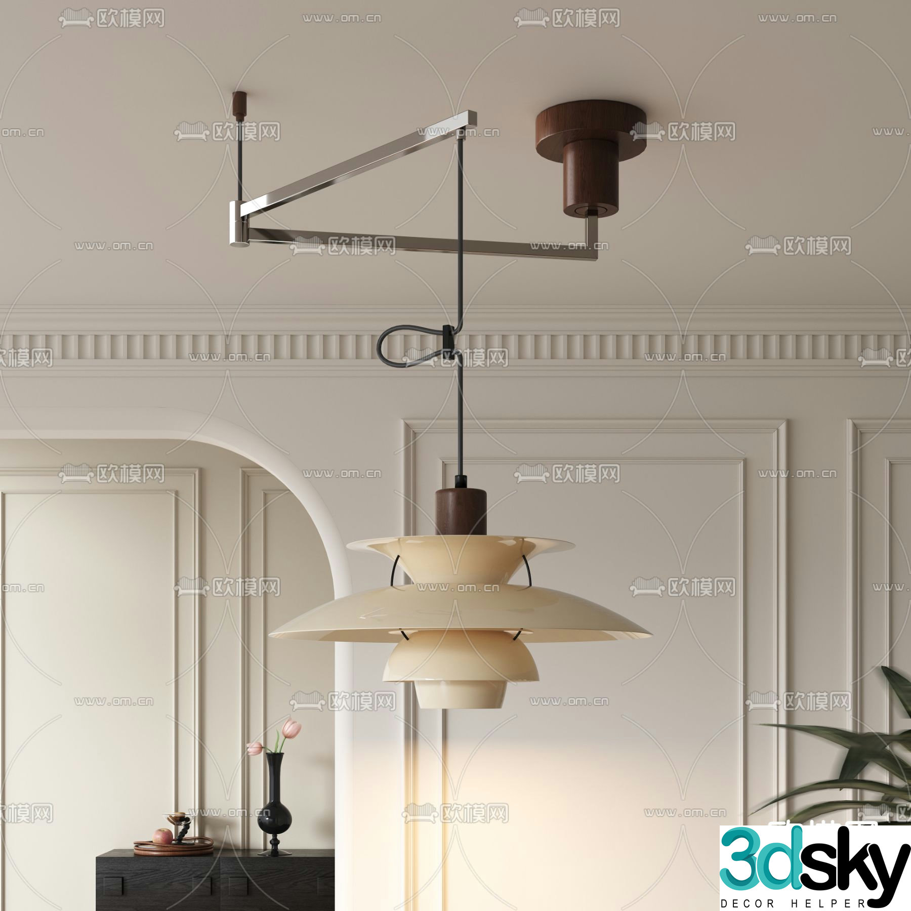 Medieval style chandelier folding chandelier 3d model