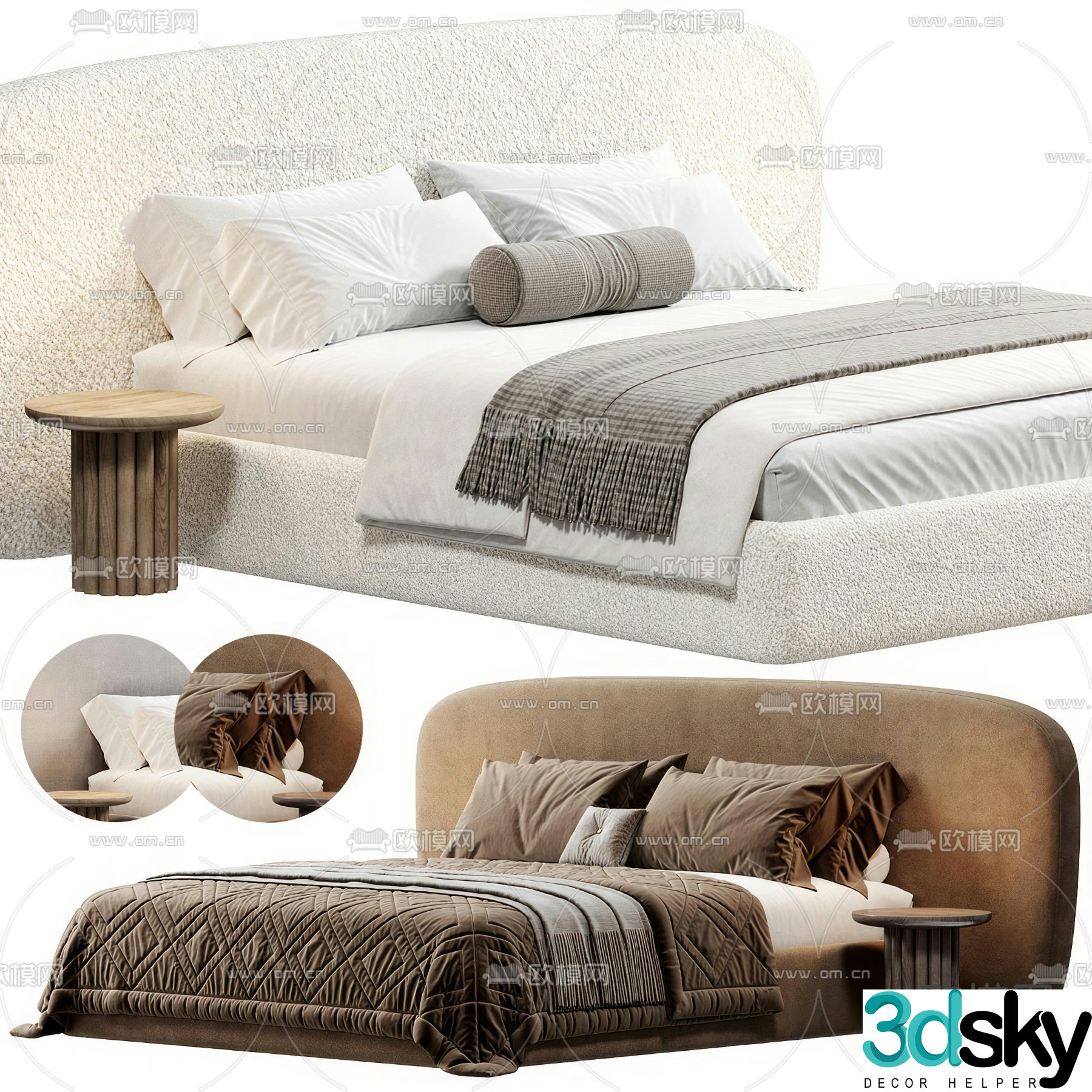 Modern double bed 3d model