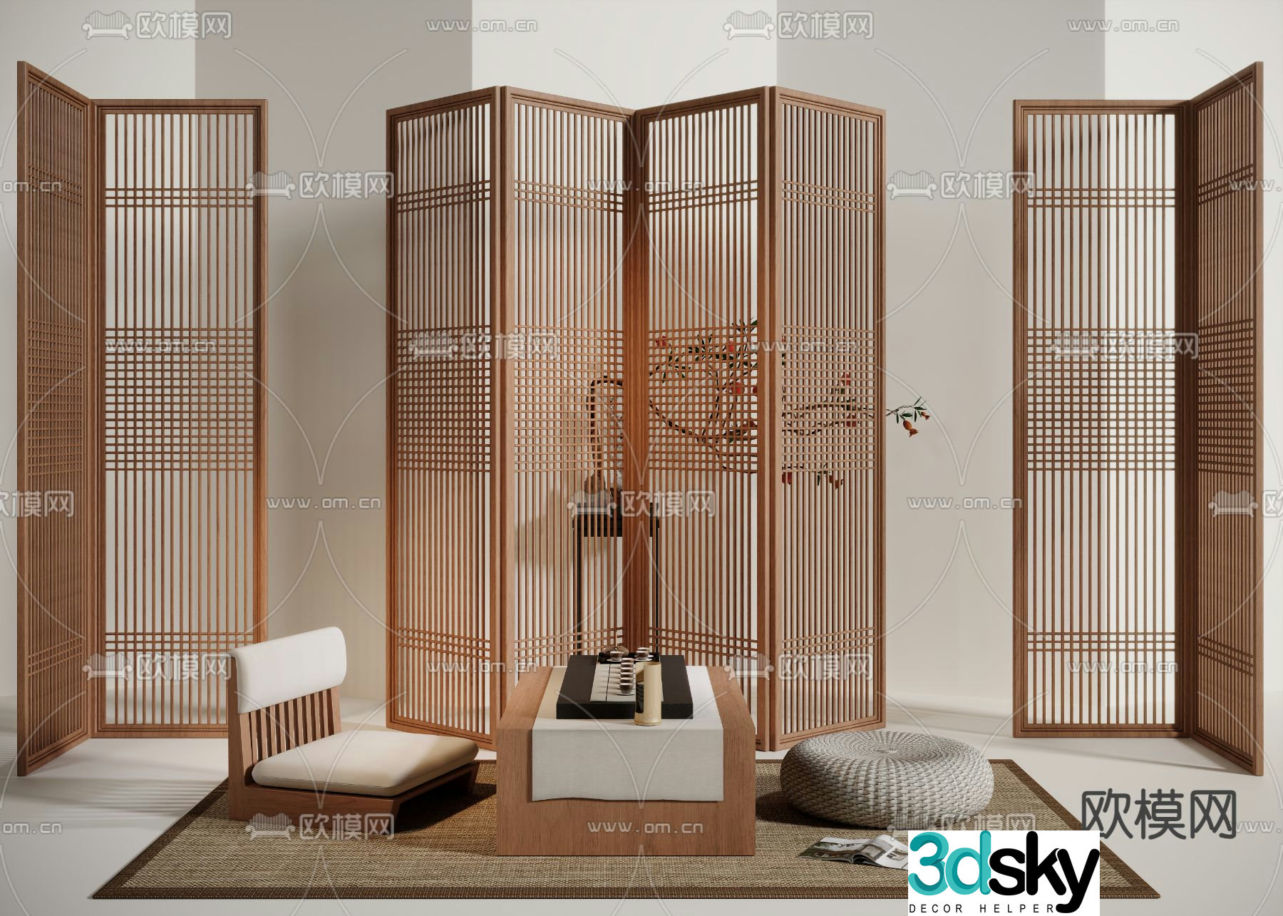 New Chinese style screen 3d model