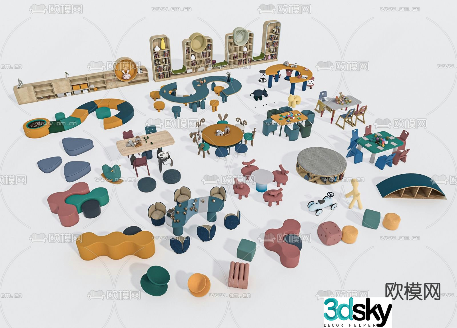 Modern children’s table and chair 3d model