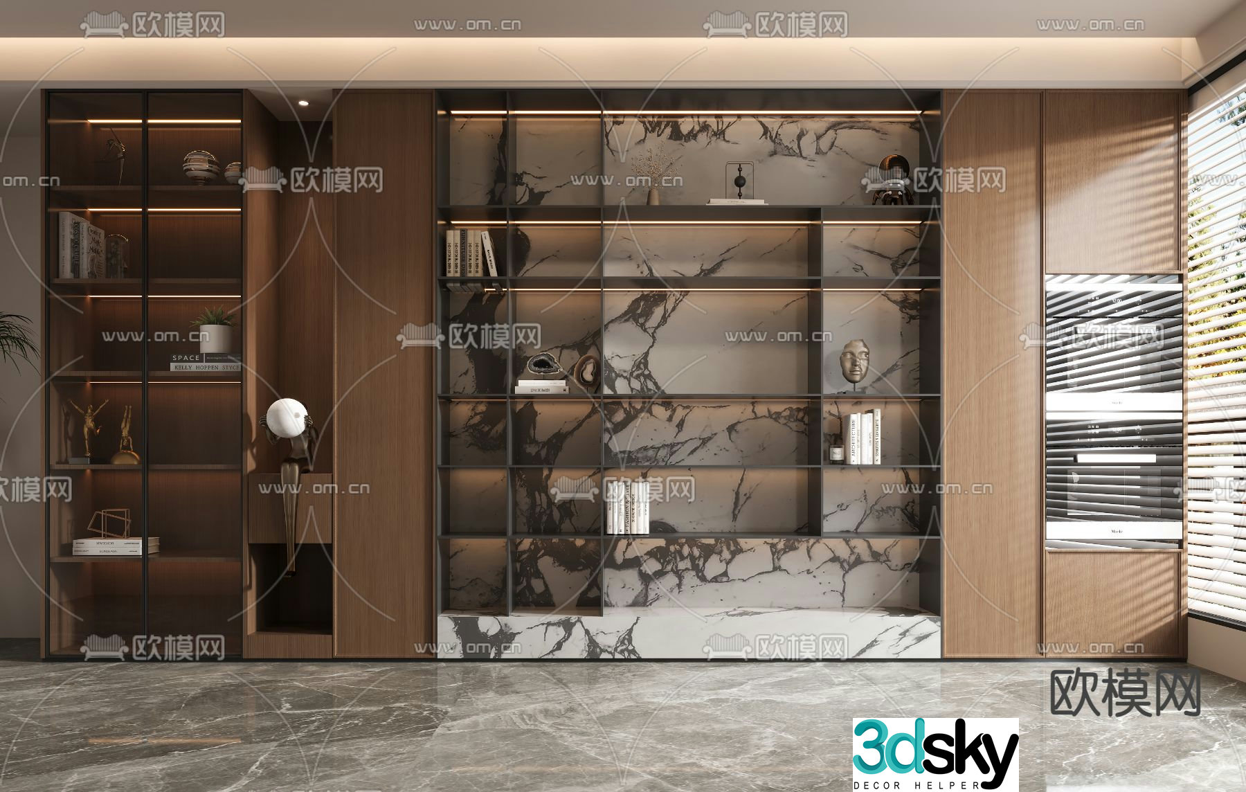 Modern decorative cabinet bookcase 3d model