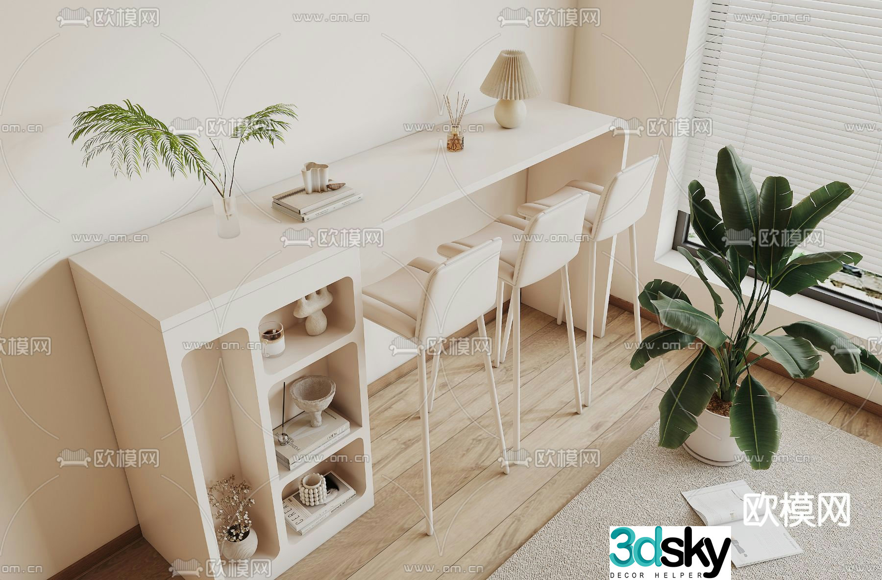 Modern bar side cabinet table 3d model