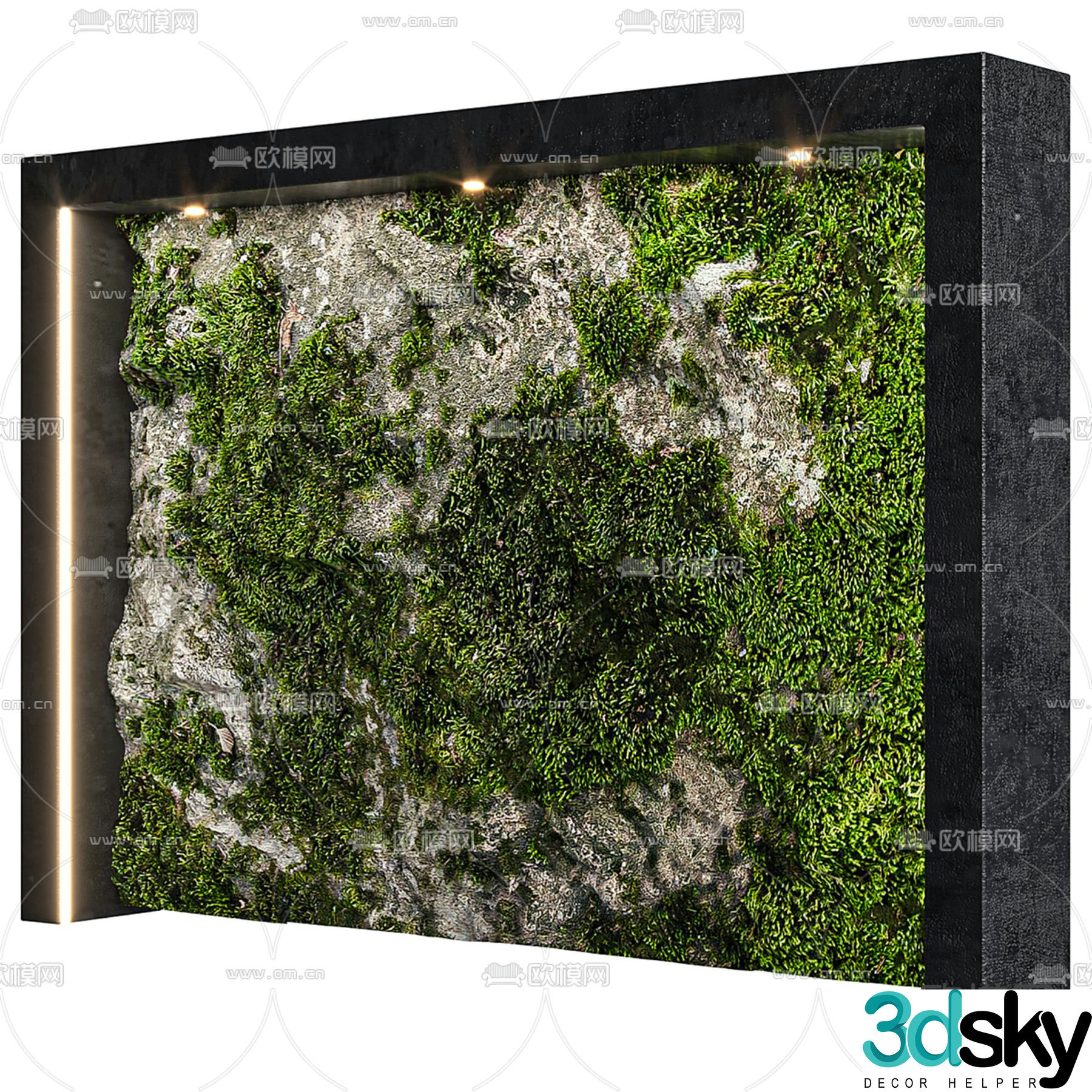 Stone wall moss wall background wall 3d model