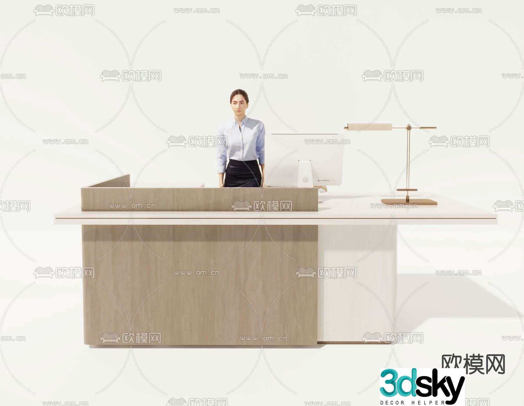 Modern front desk reception desk cashier 3d model