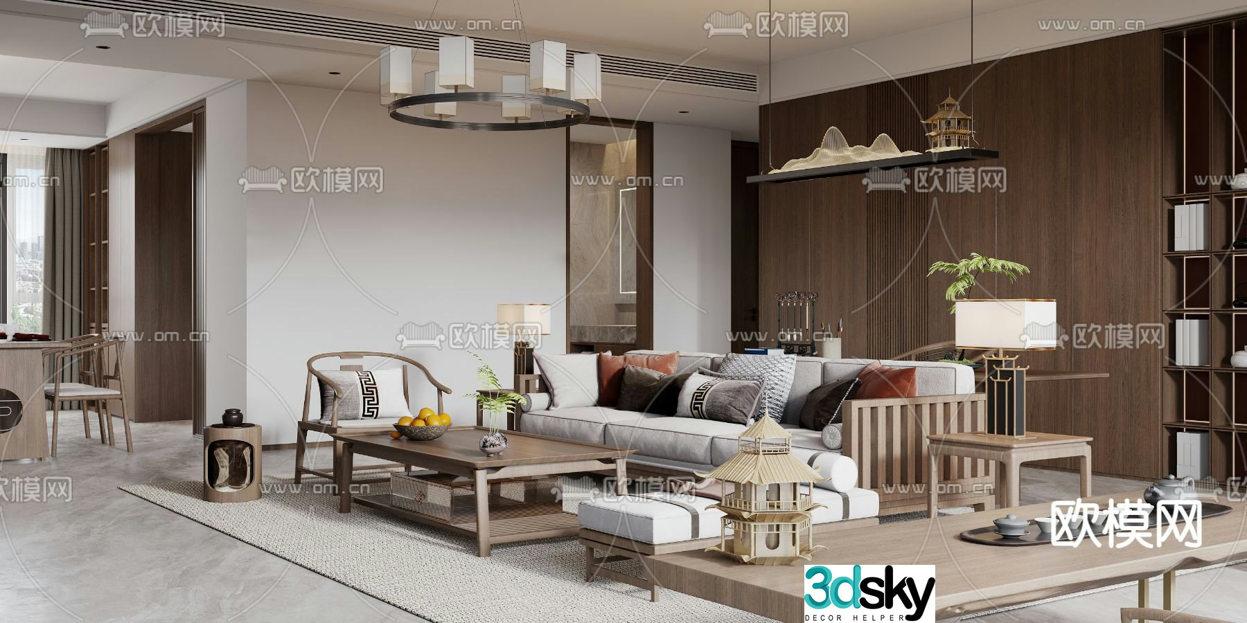 New Chinese style sofa set 3d model