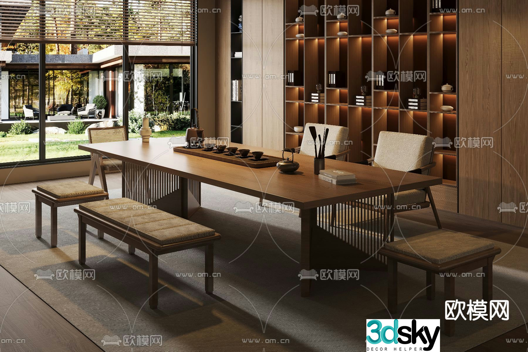 New Chinese style tea table tea table 3d model