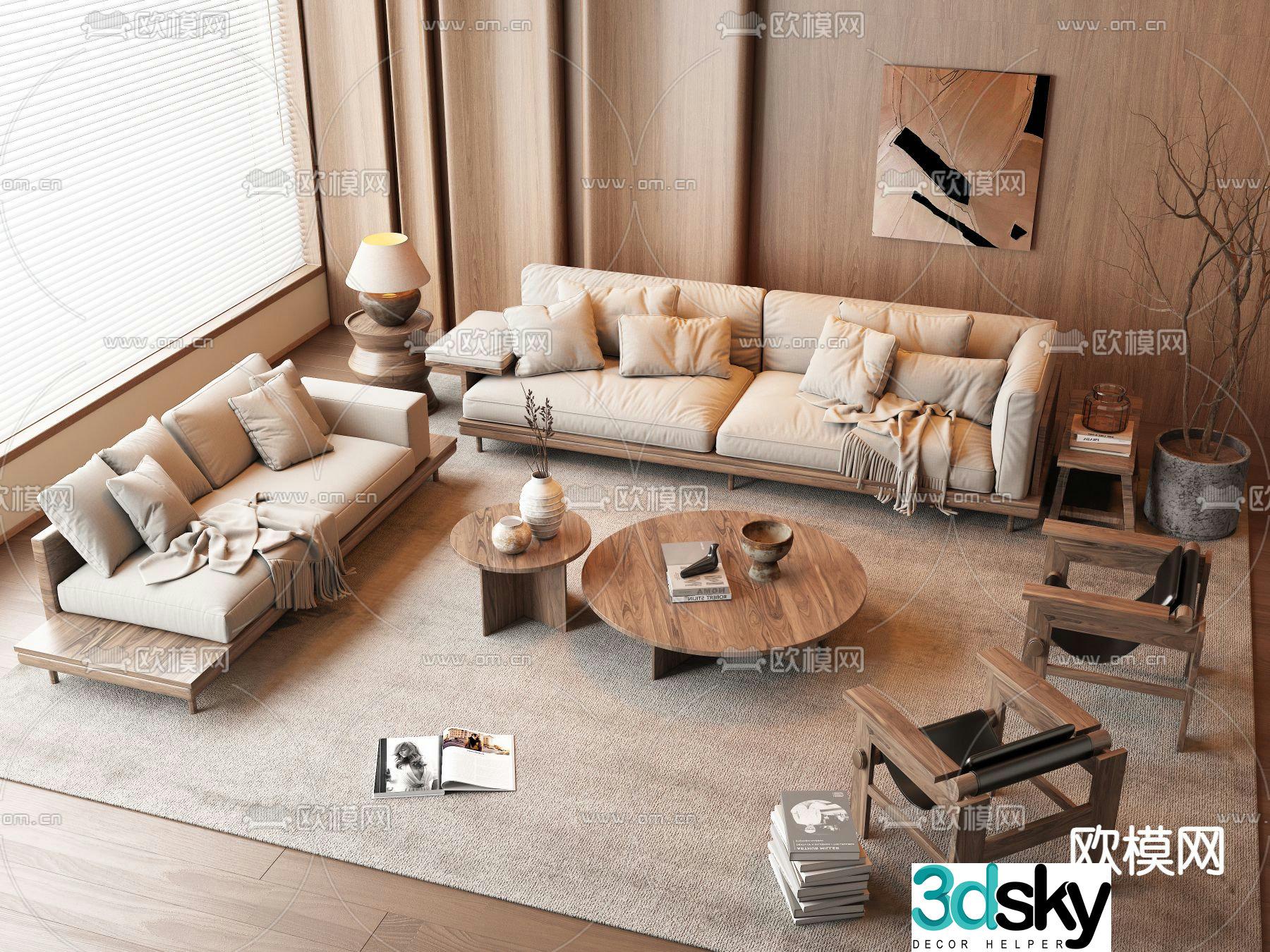 Wabi-sabi style sofa modular sofa 3d model