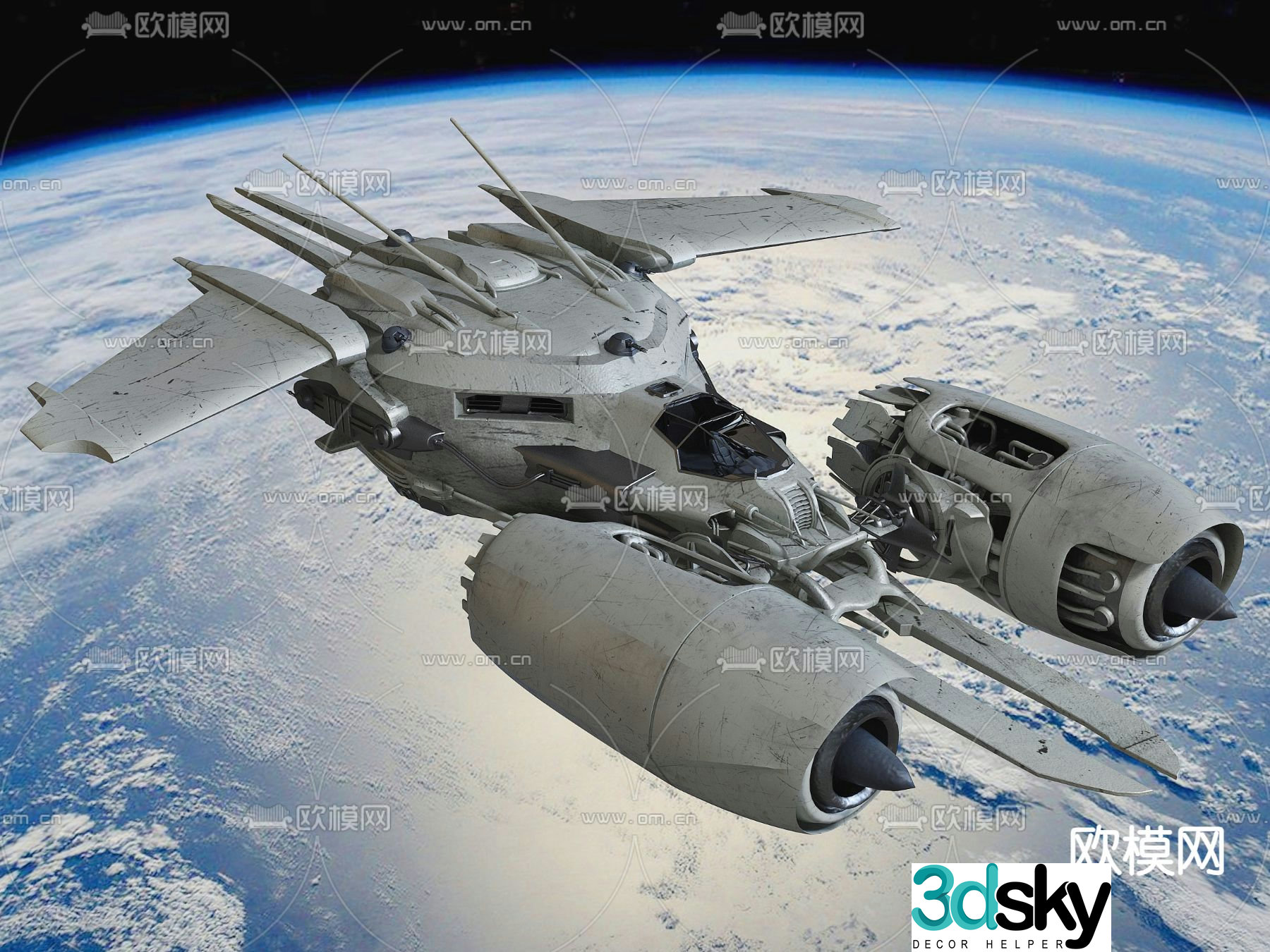 aircraft spaceship battleship spacecraft 3d model