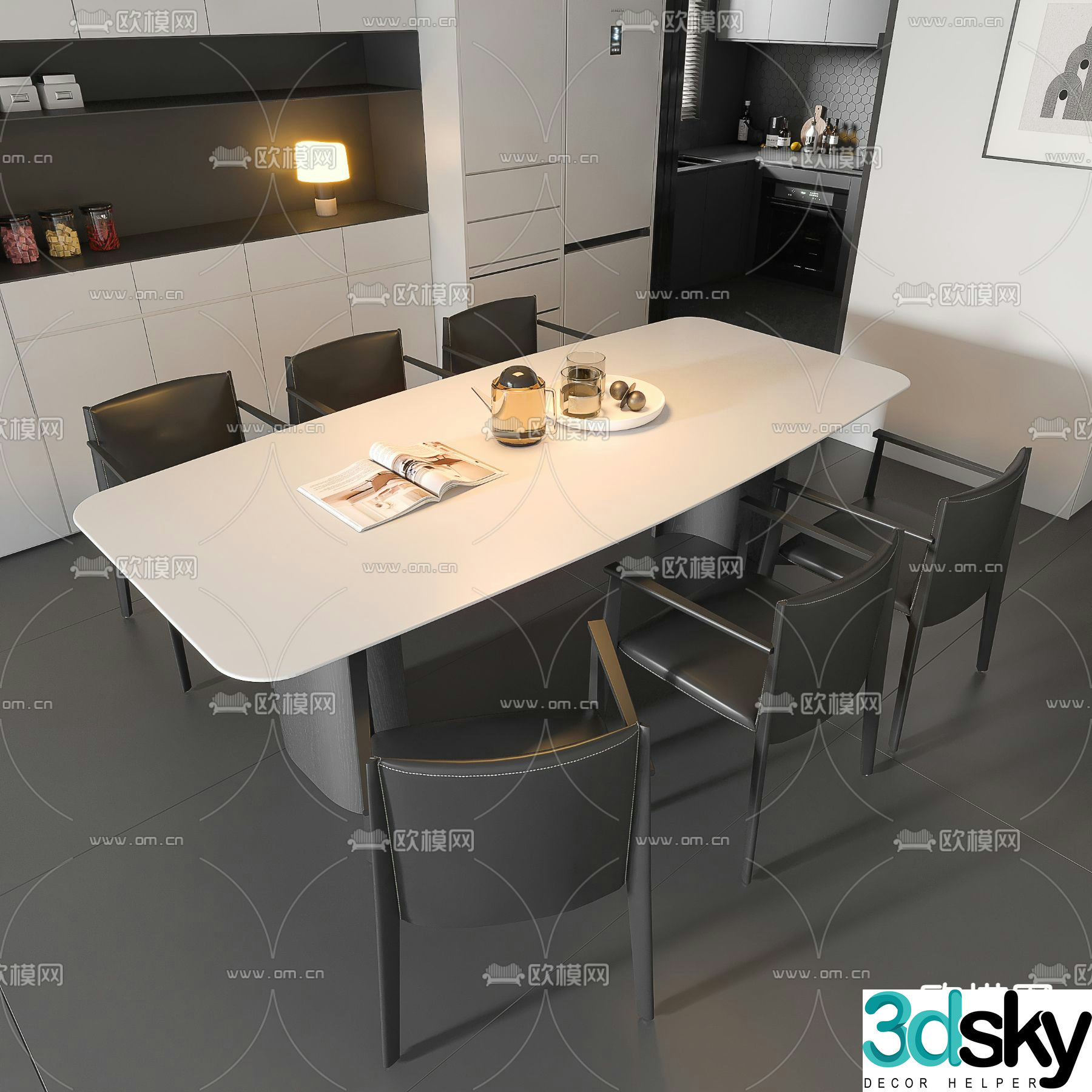 Bar dining table and chairs 3d model