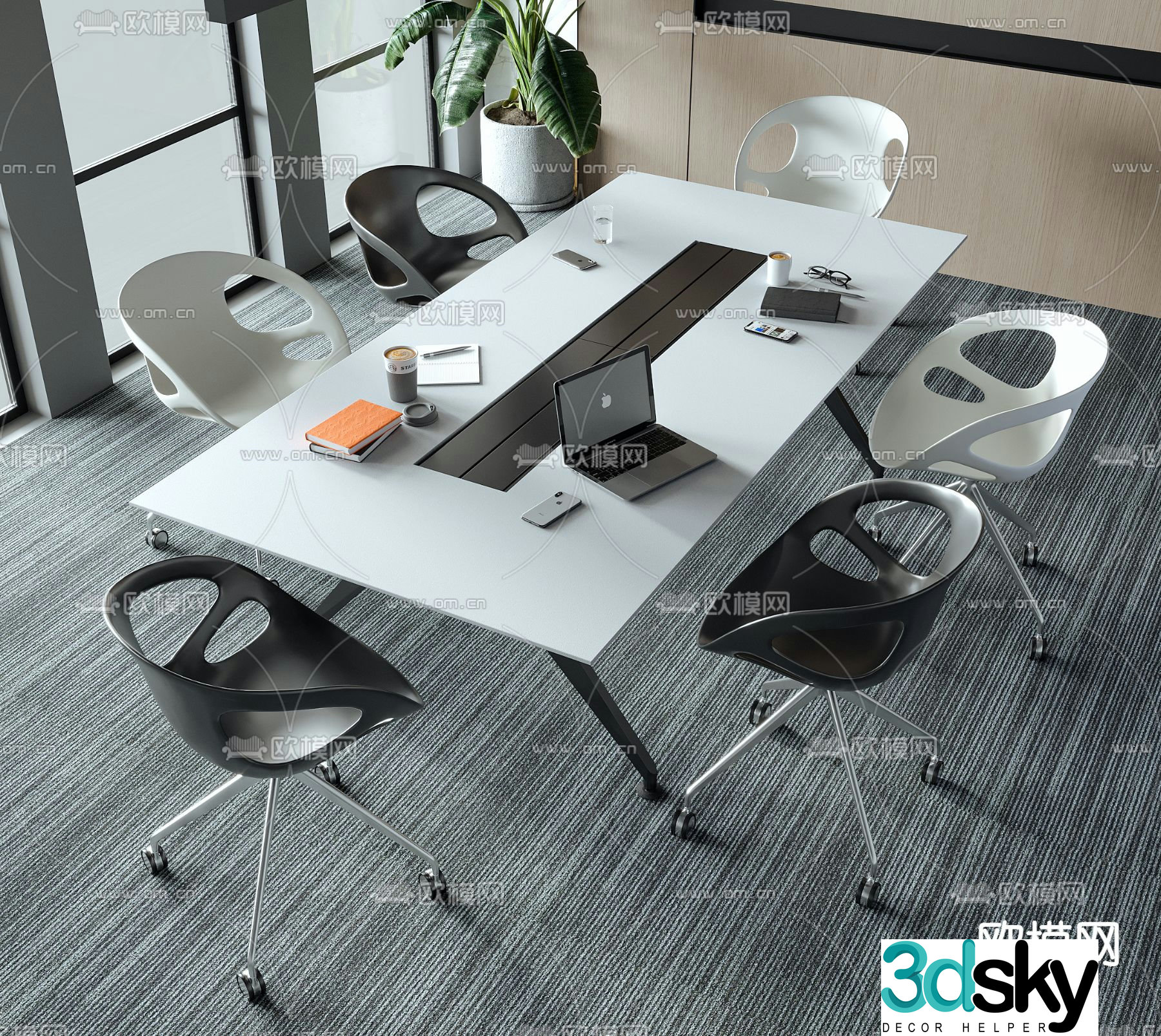 Modern conference table and chairs conference table 3d model