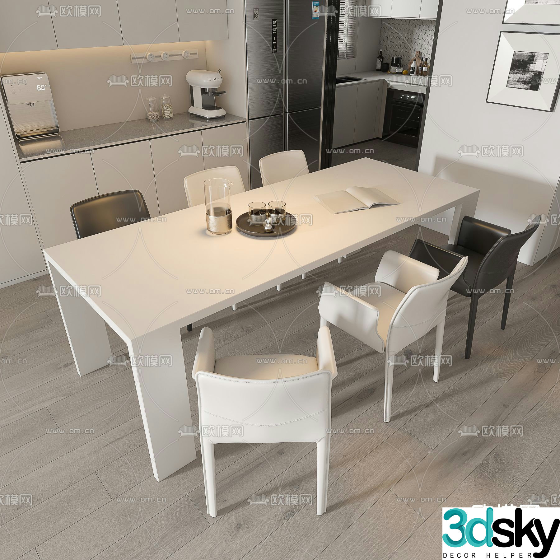 Bar dining table and chairs 3d model