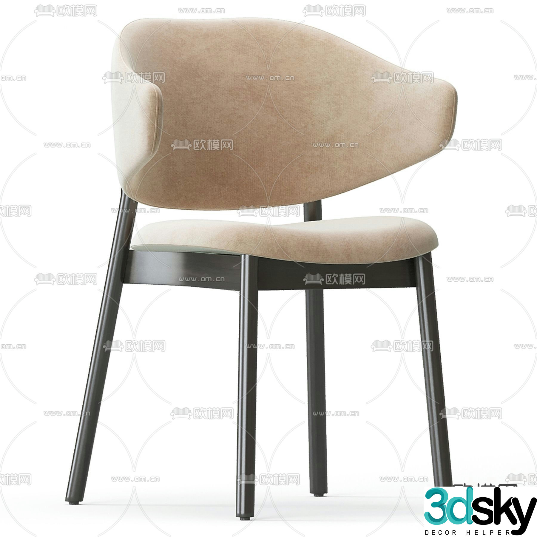 Modern dining chair single chair 3d model