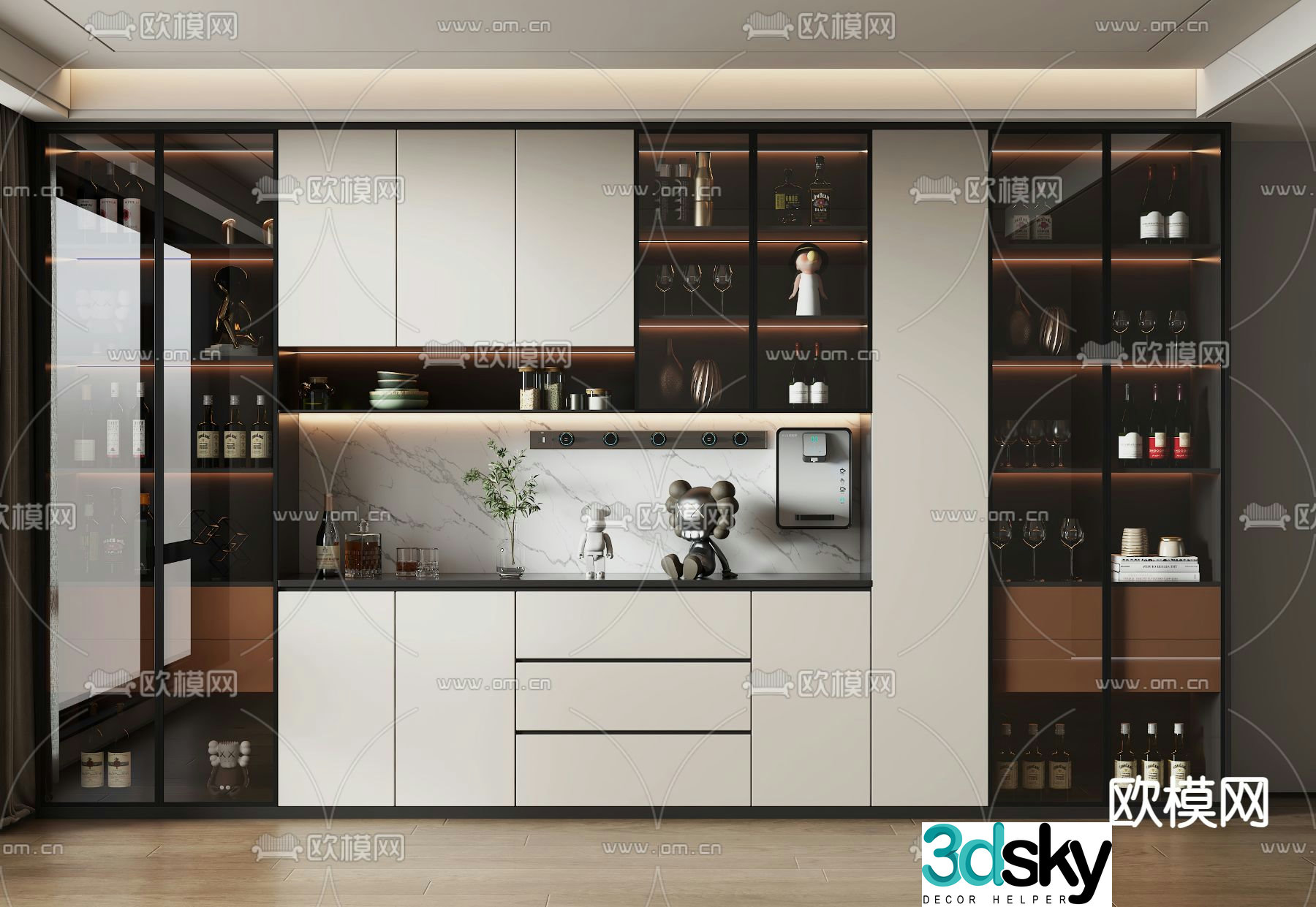 Modern wine cabinet sideboard 3D model
