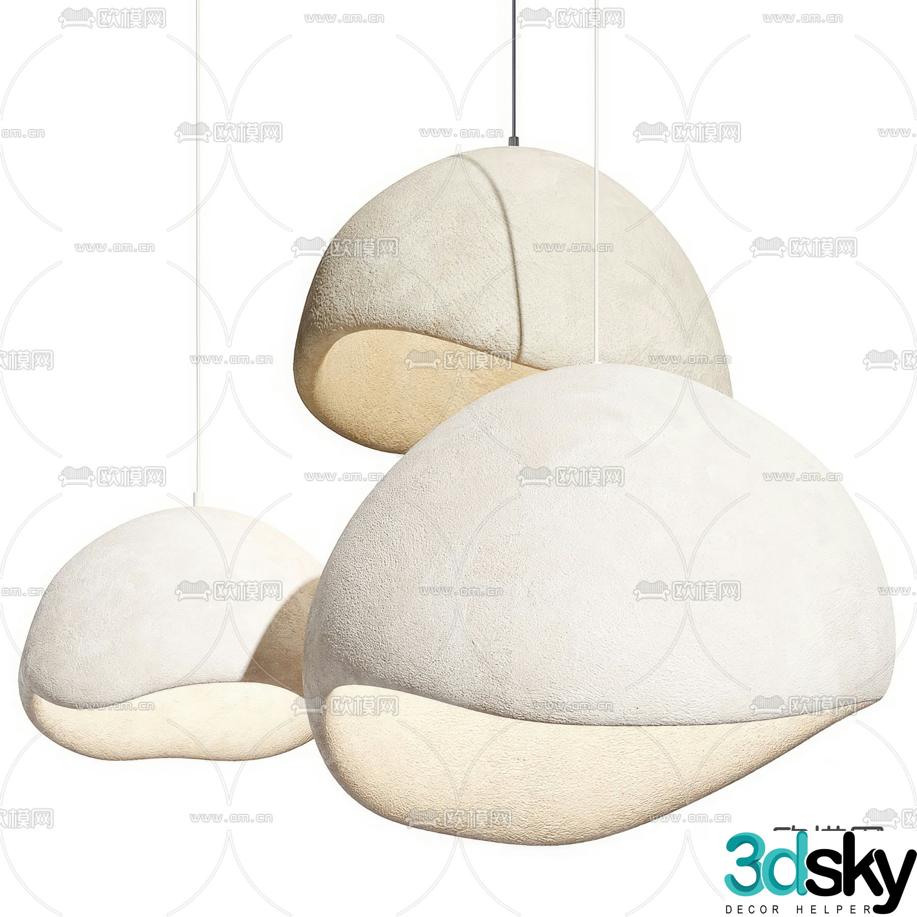 Wabi-sabi style chandelier 3d model