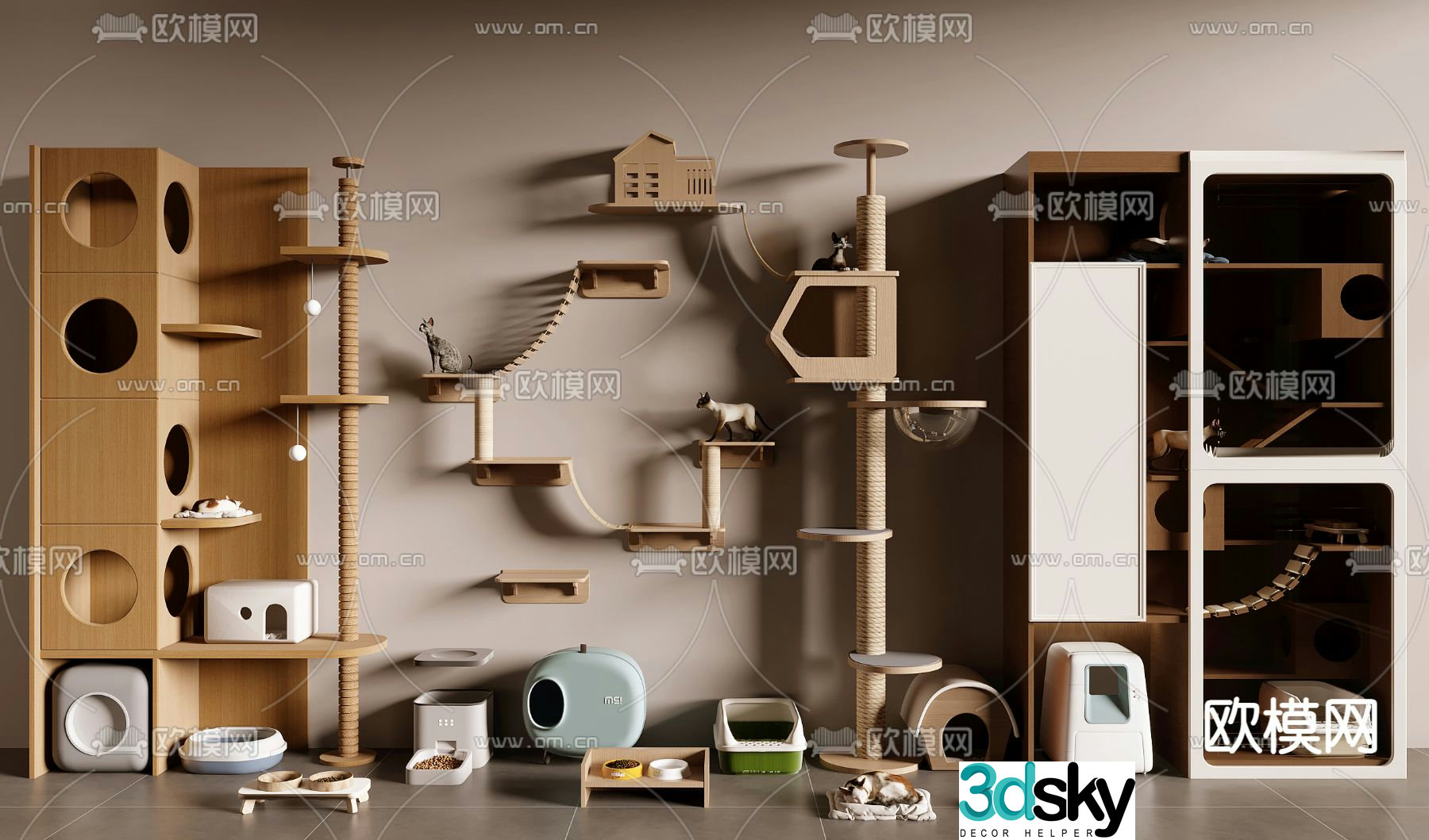 Cat climbing frame cat nest cat litter 3d model