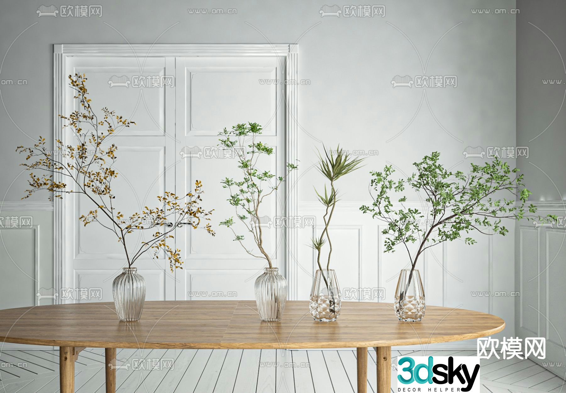 Aquatic plants flowers and green plants 3d model