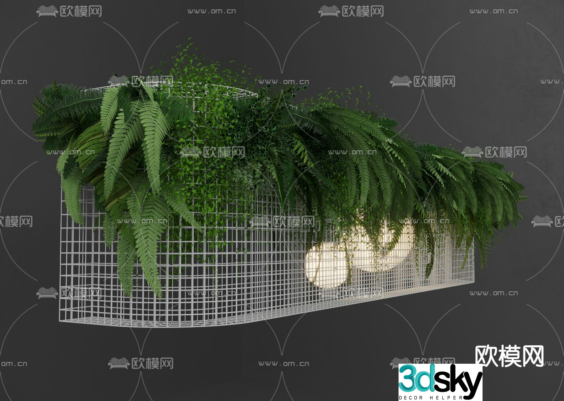 Hanging green plants hanging basket 3d model