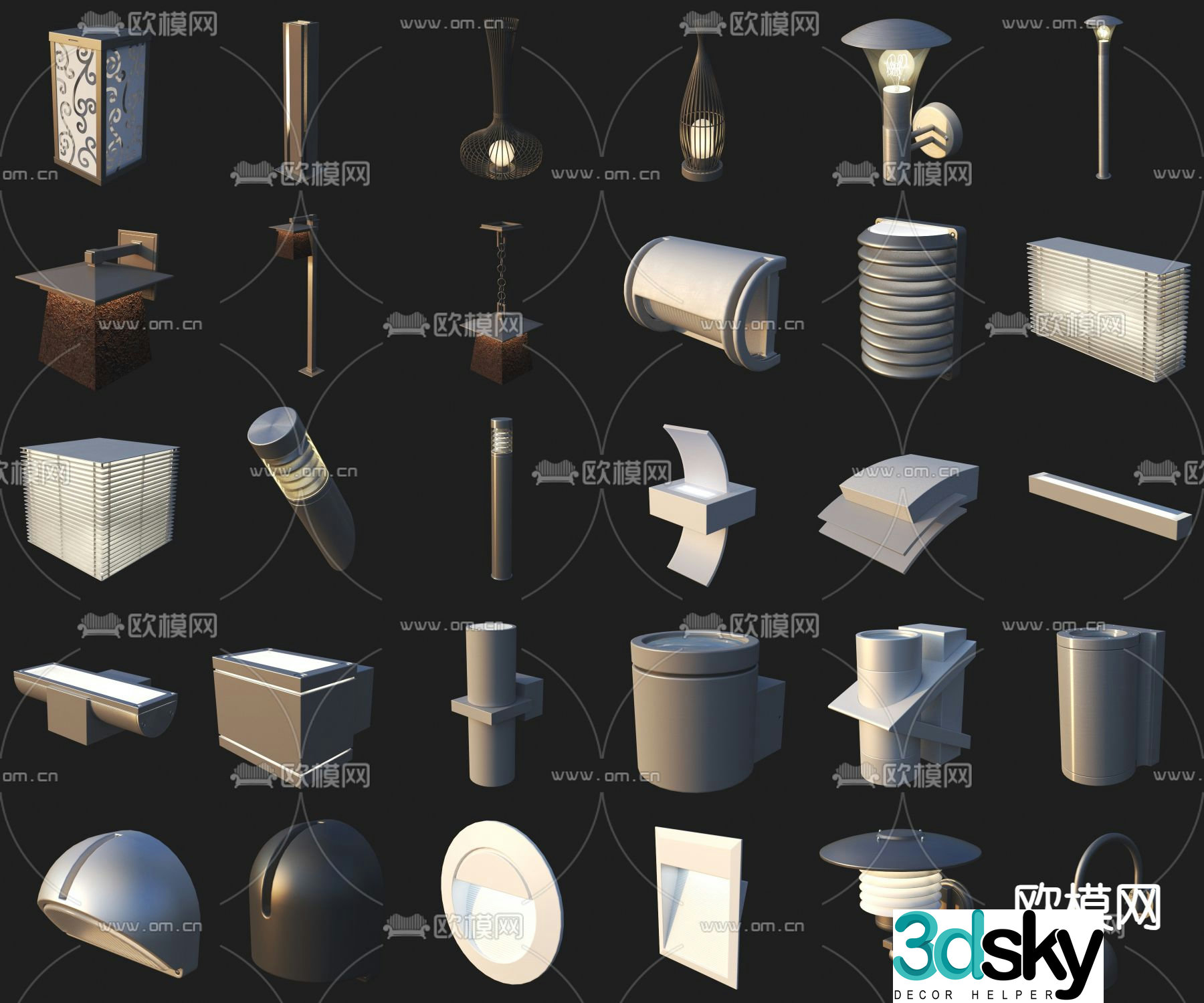 Outdoor lights wall light spotlights wall light street light lawn light 3d model