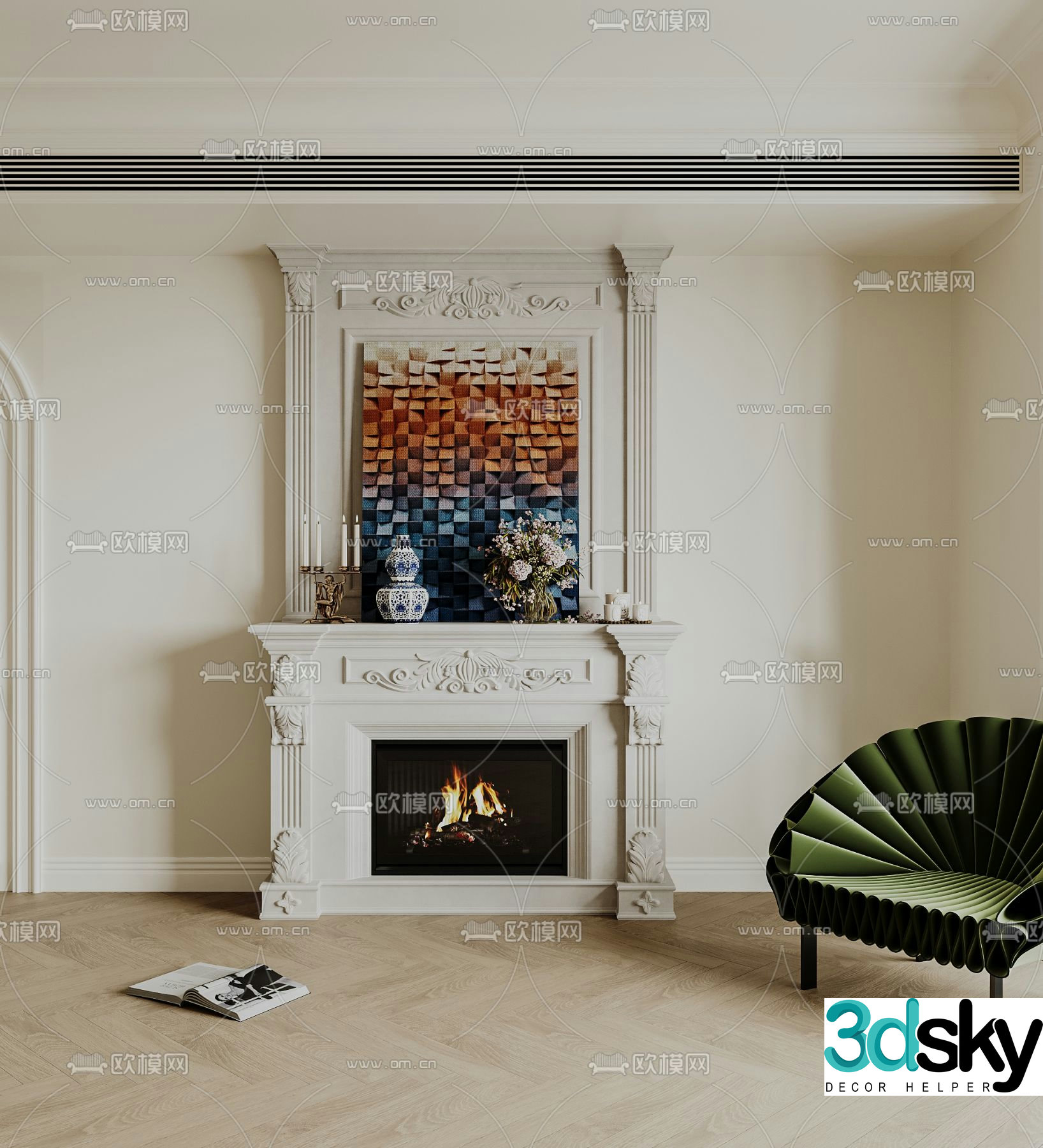 French fireplace stove 3d model