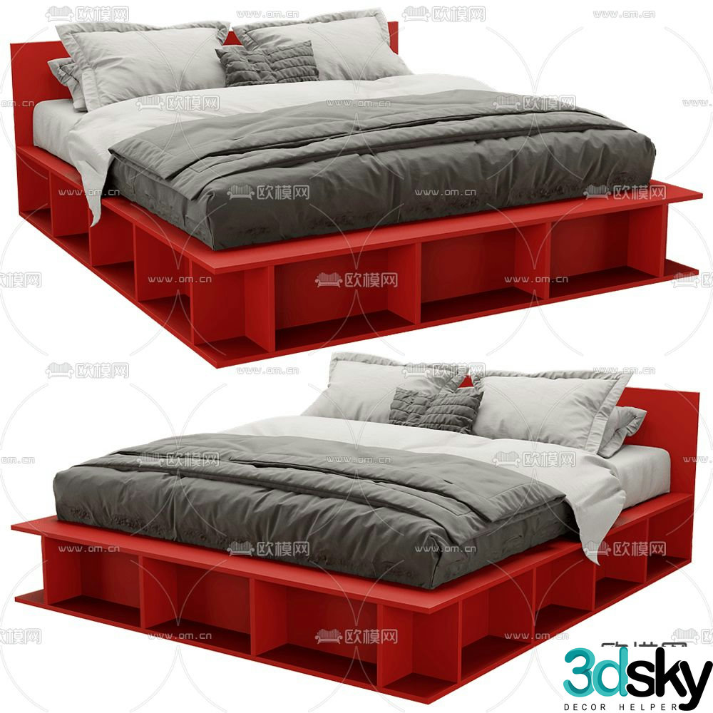 Modern double bed 3d model