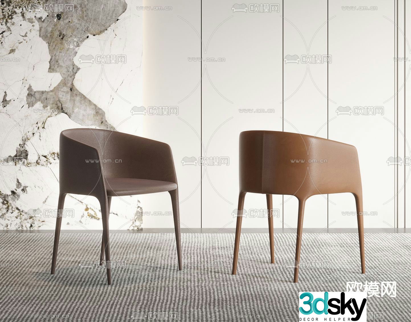 Modern chair single chair dining chair 3d model