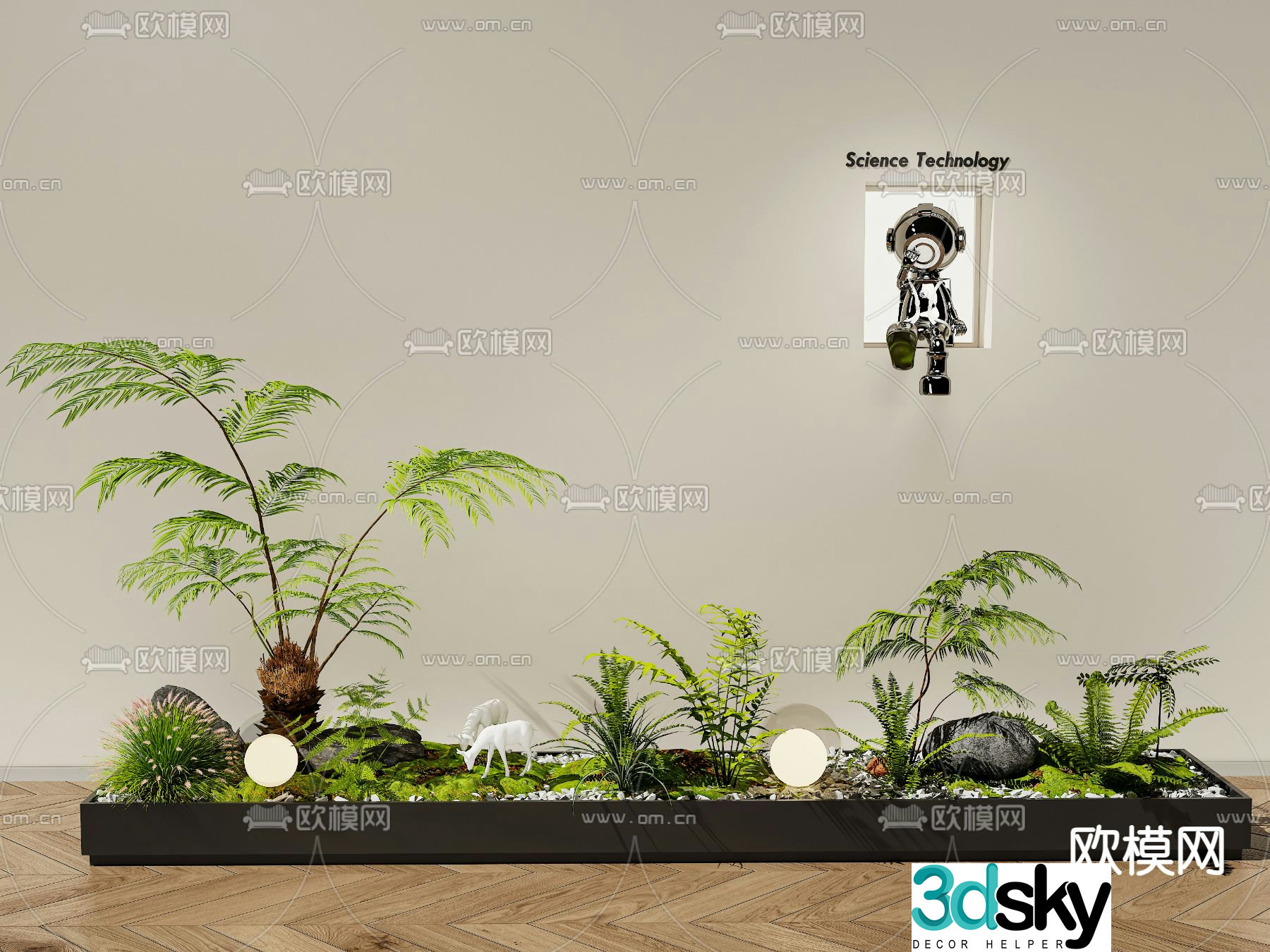 Indoor landscaping plant pile micro terrain 3d model