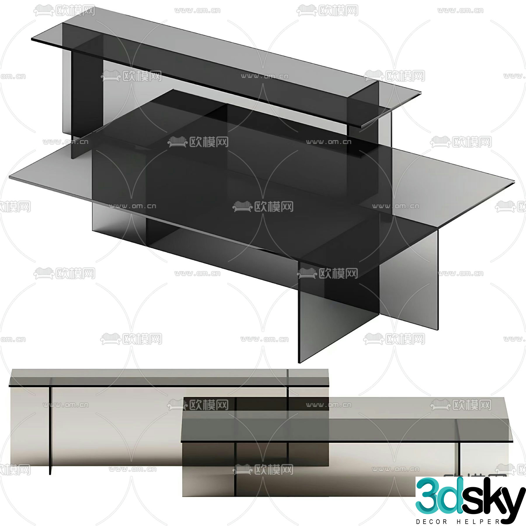 Glass coffee table 3d model