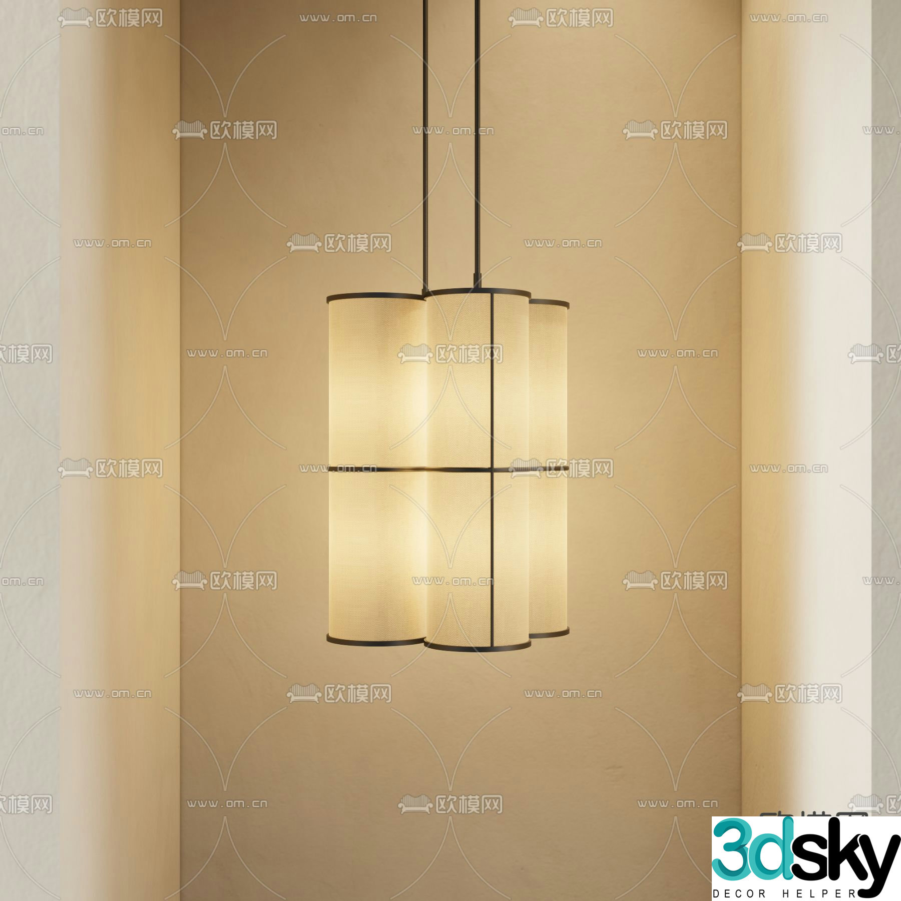 New Chinese style chandelier 3d model