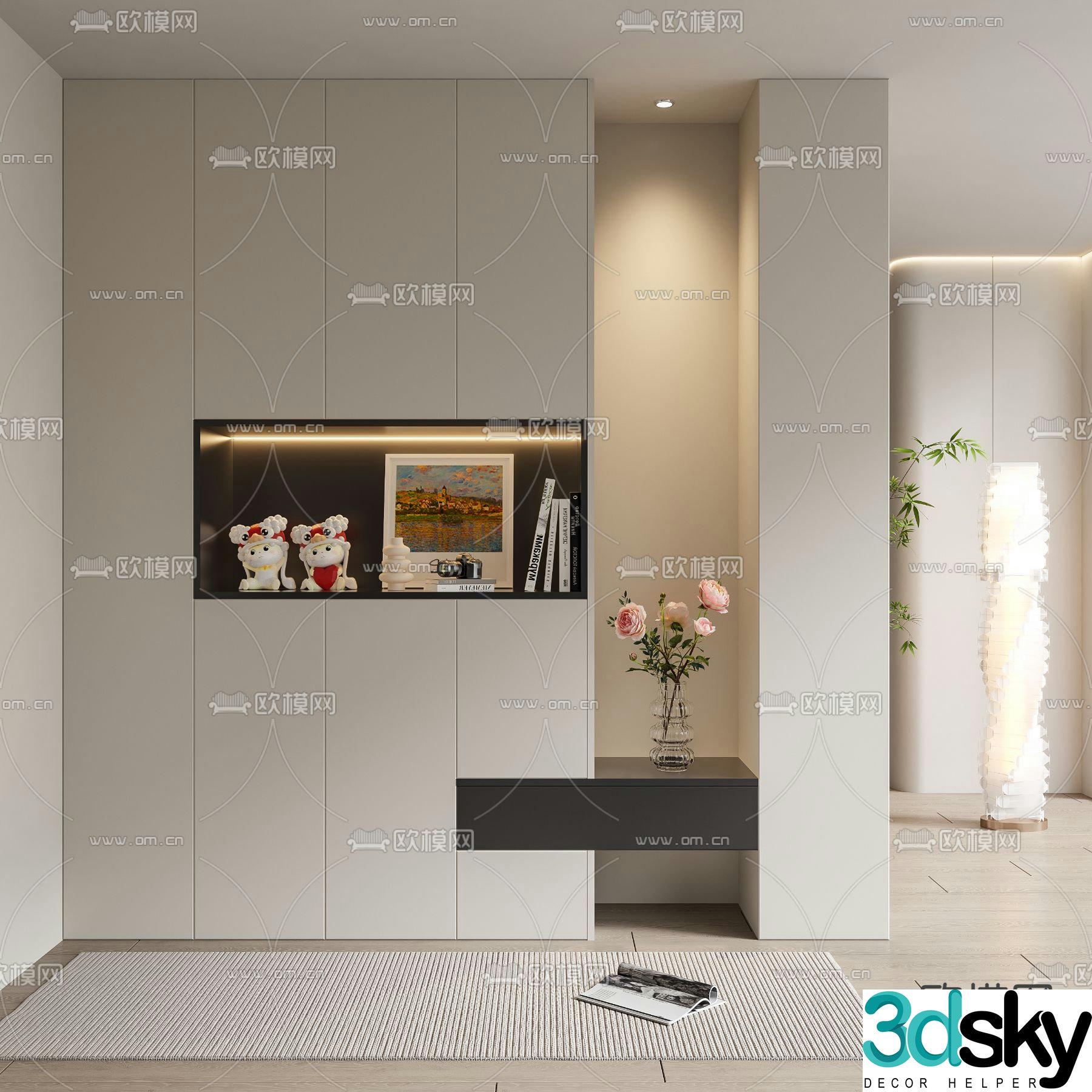 Modern entrance shoe cabinet 3d model